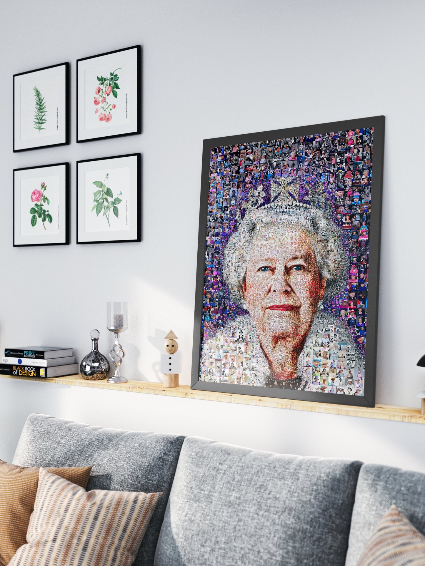 Stunning Elizabeth II Mosaic Artwork - Iconic British Queen Portrait for Home Decor