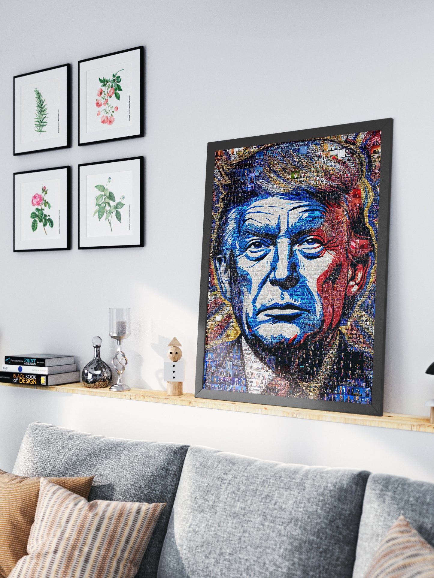 Donald Trump Pop Art Portrait – Red, White & Blue Mosaic Edition AtelierMosaics
