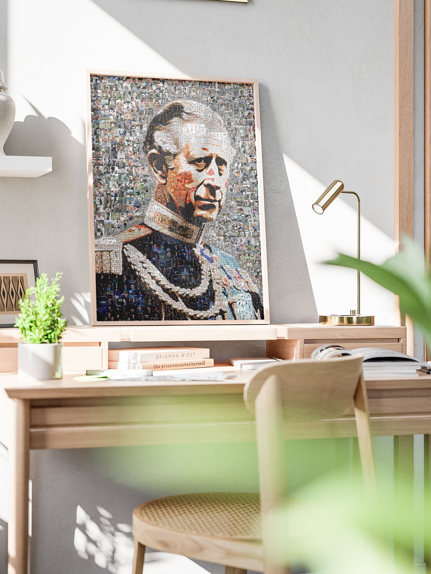 Royal Mosaic Artwork of King Charles III | Unique UK Art Piece for Collectors