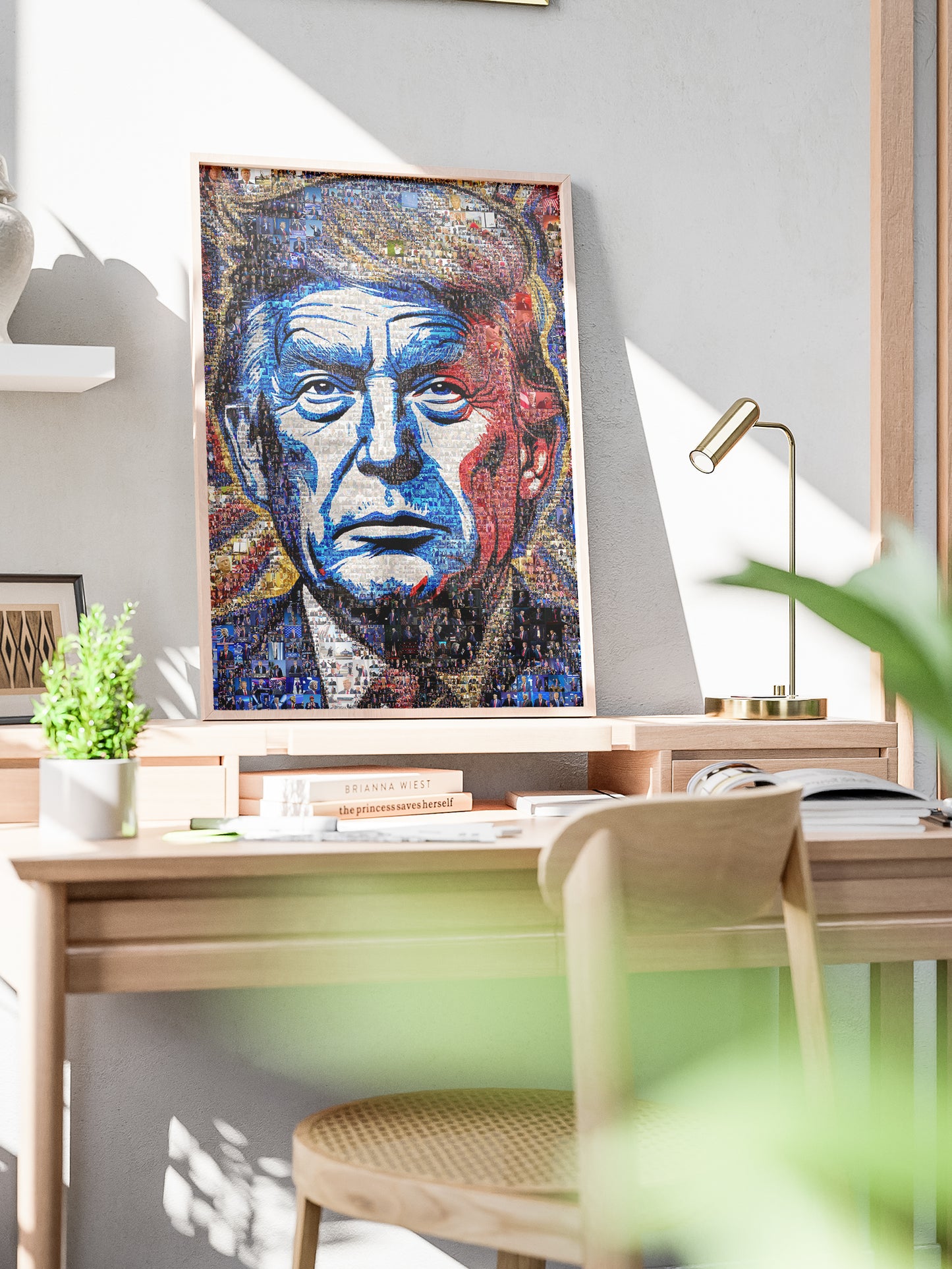 Donald Trump Pop Art Portrait – Red, White & Blue Mosaic Edition AtelierMosaics