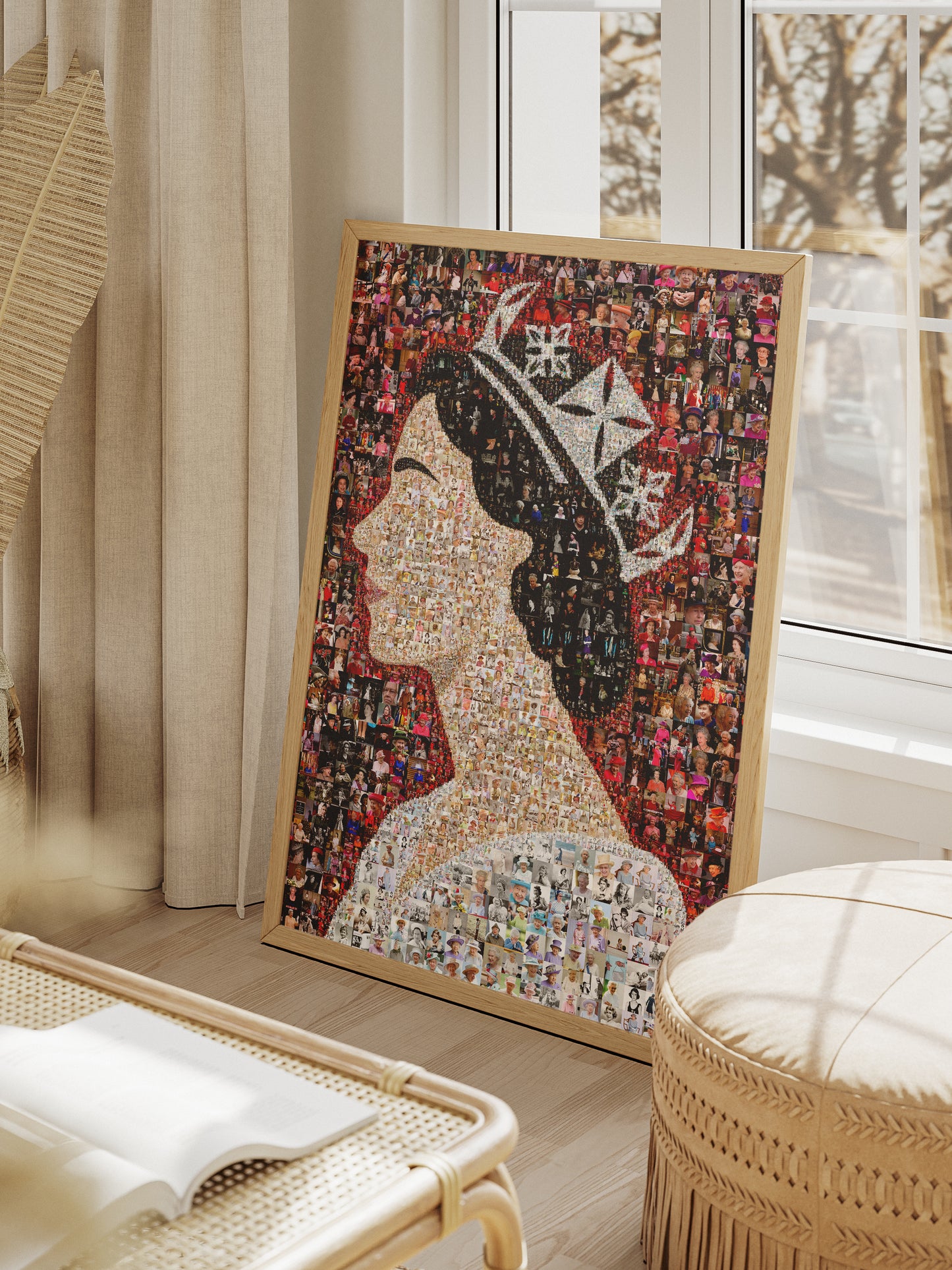Elegant Mosaic Artwork of Queen Elizabeth II - Tribute to a Timeless Icon