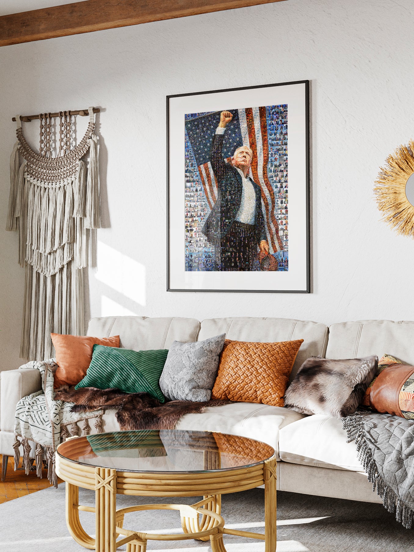 Donald Trump Victory Pose – Mosaic of Triumph and Patriotism AtelierMosaics