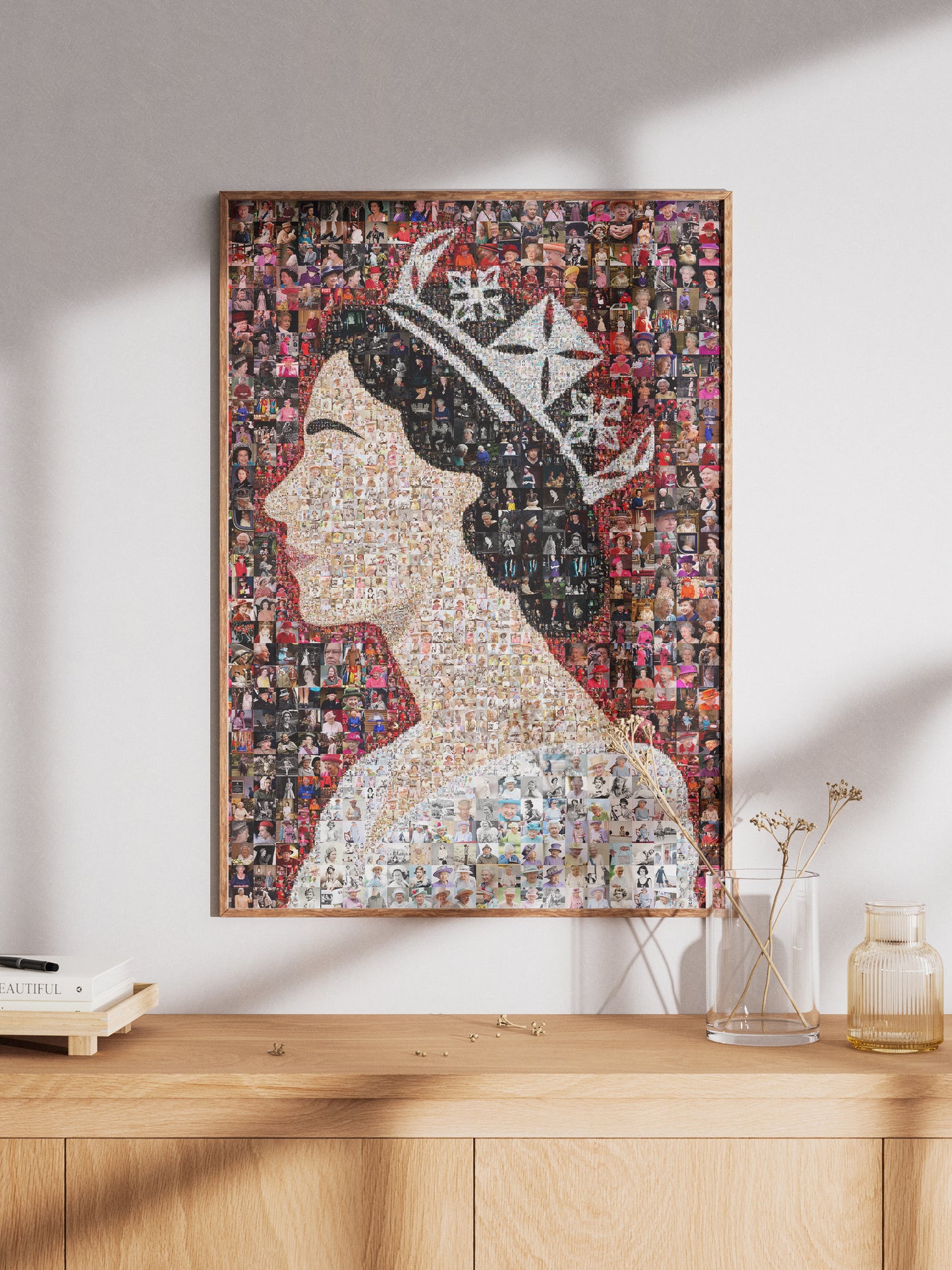 Elegant Mosaic Artwork of Queen Elizabeth II - Tribute to a Timeless Icon