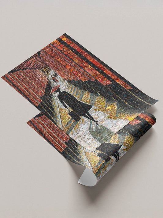 Tokyo Fushimi Inari pathway silhouette mosaic canvas - Japanese shrine wall art