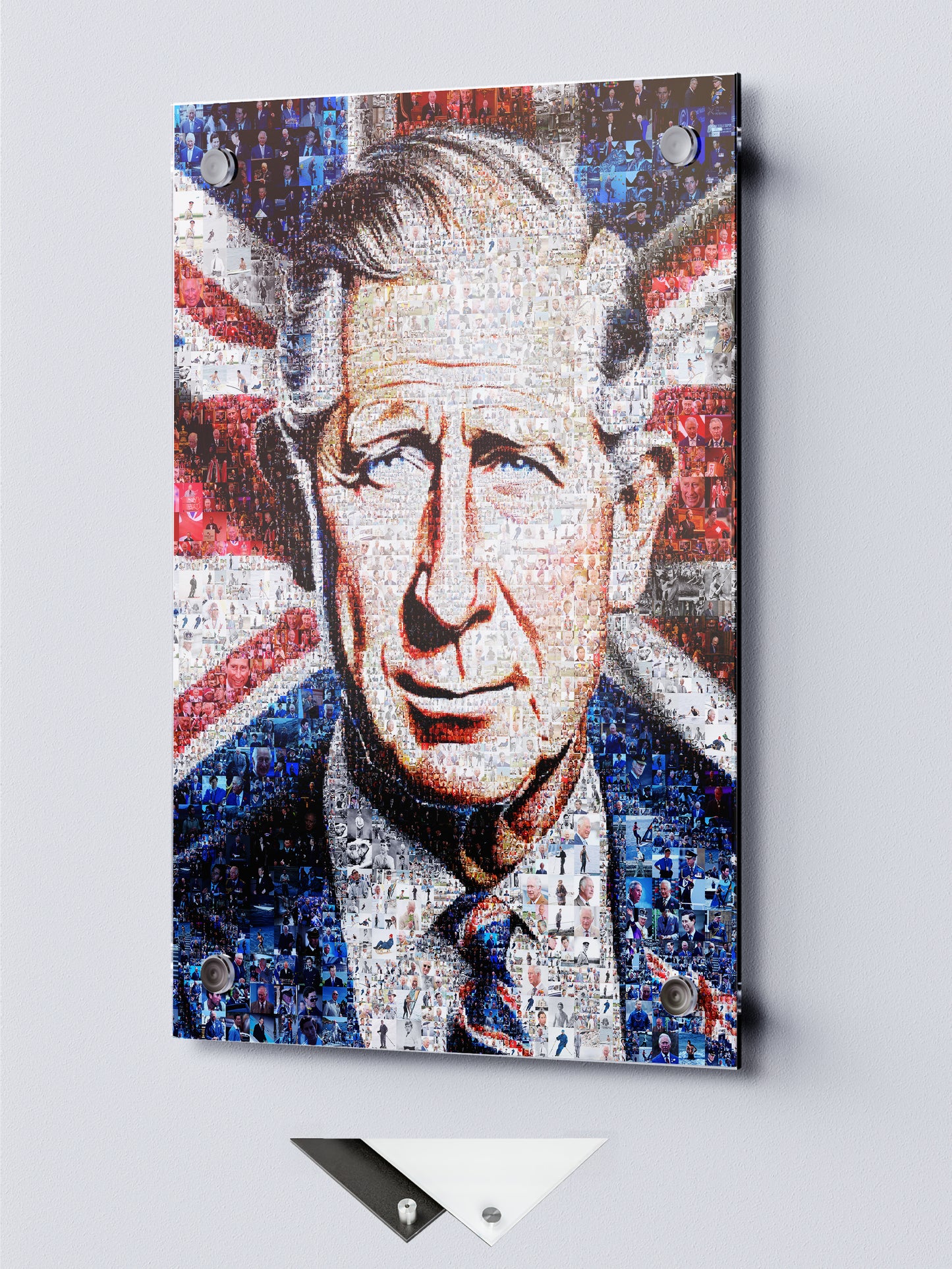 Mosaic Artwork of King Charles III - Unique Royal Portrait for Home Decor