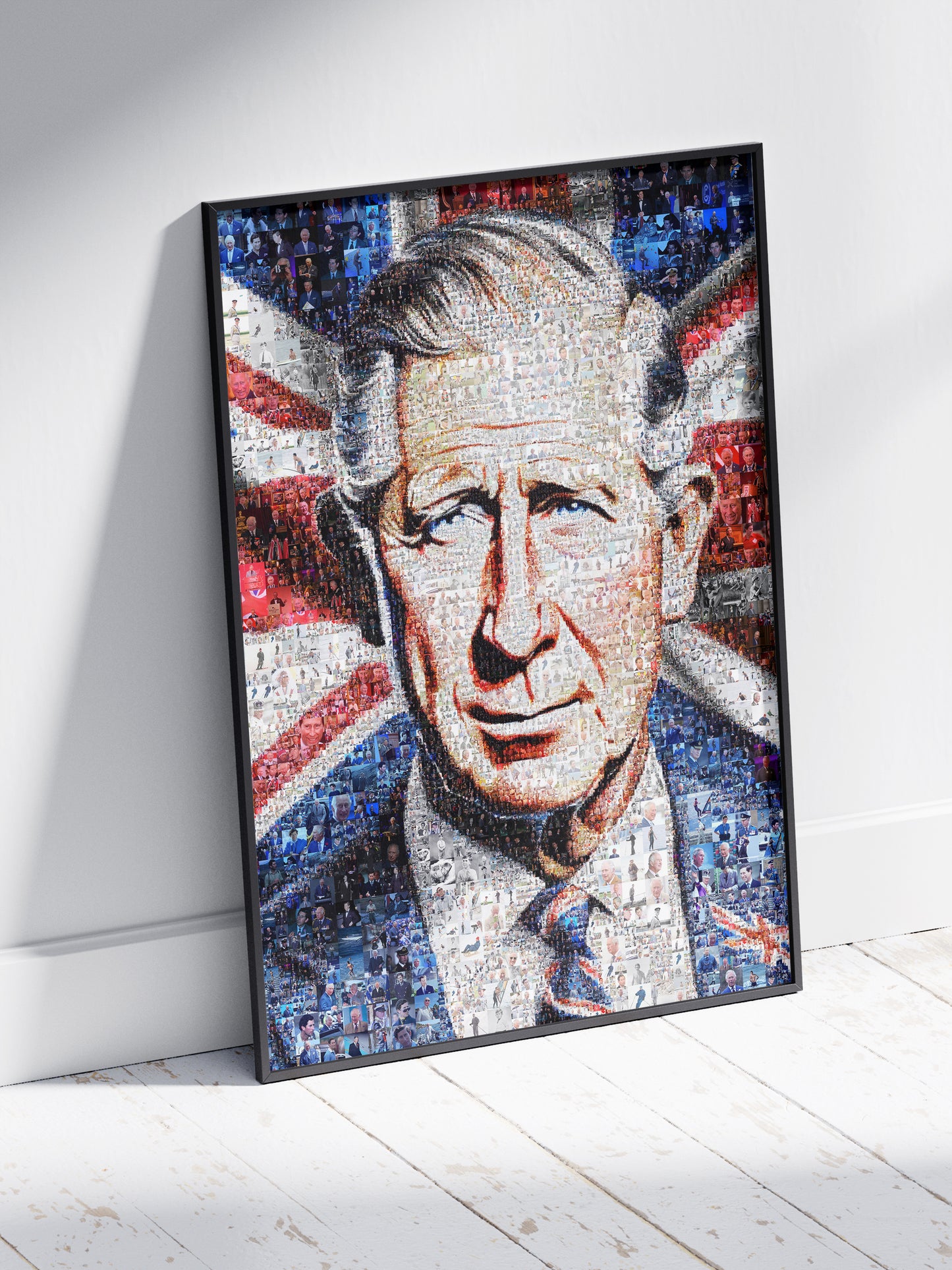 Mosaic Artwork of King Charles III - Unique Royal Portrait for Home Decor