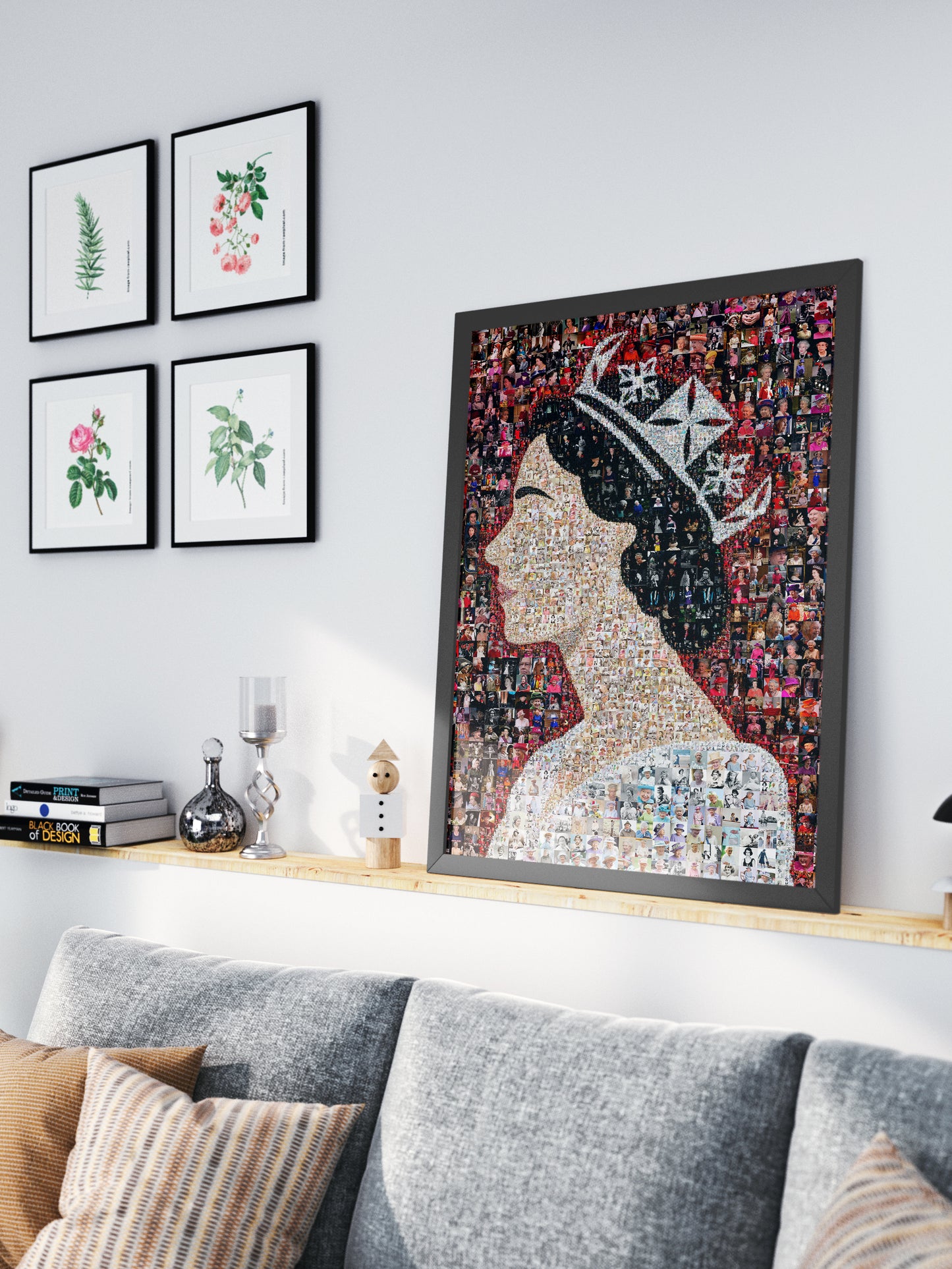 Elegant Mosaic Artwork of Queen Elizabeth II - Tribute to a Timeless Icon