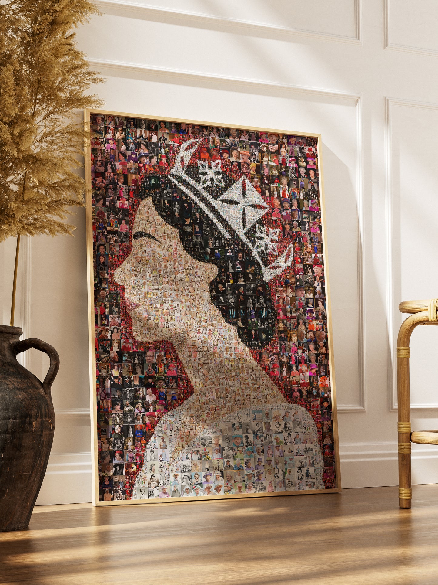 Elegant Mosaic Artwork of Queen Elizabeth II - Tribute to a Timeless Icon