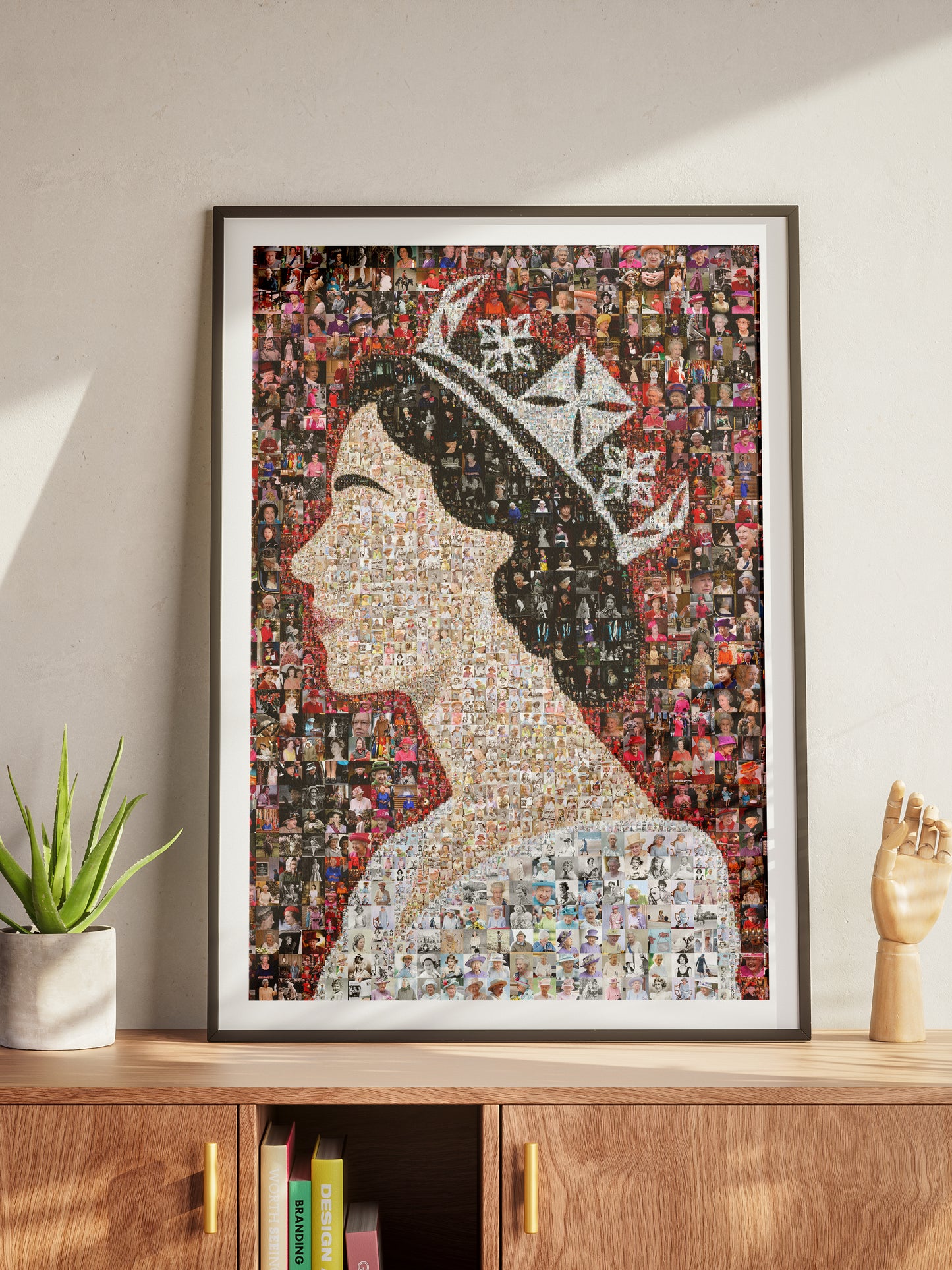 Elegant Mosaic Artwork of Queen Elizabeth II - Tribute to a Timeless Icon