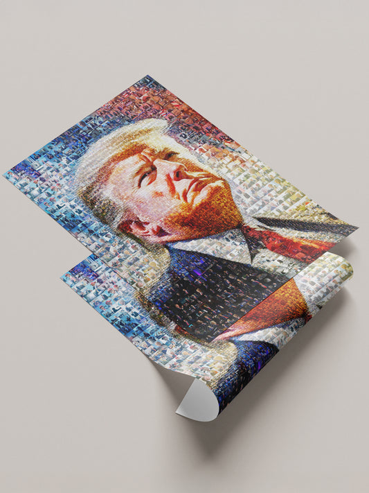 Stunning Mosaic Portrait of Donald Trump - Unique Art Piece Made from Iconic Photos AtelierMosaics