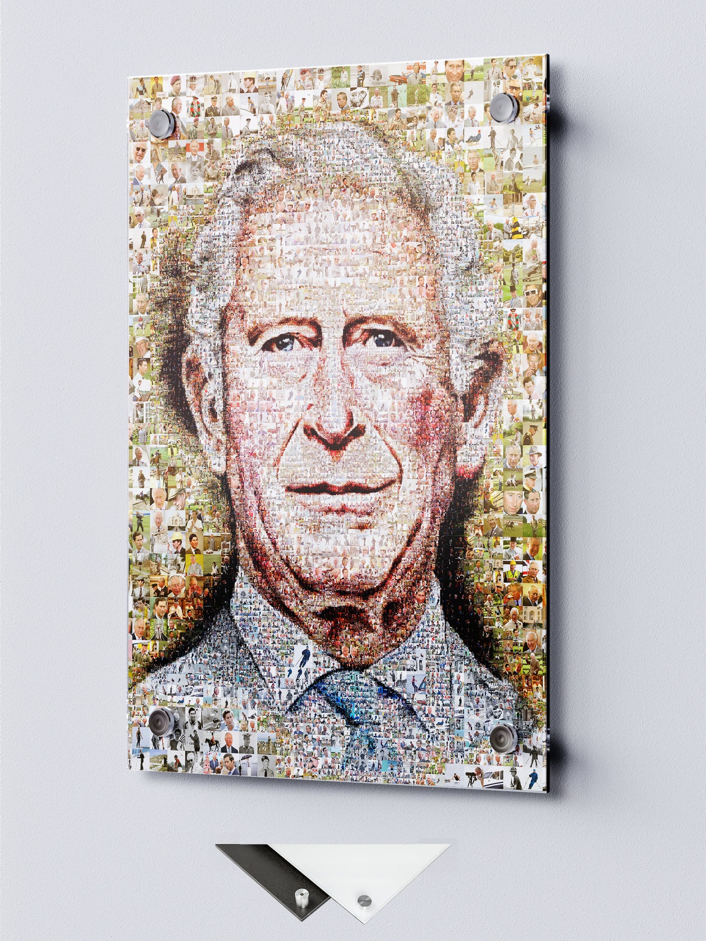 Unique Mosaic Artwork of King Charles III Blowing Bubble Gum - Modern Royal Art