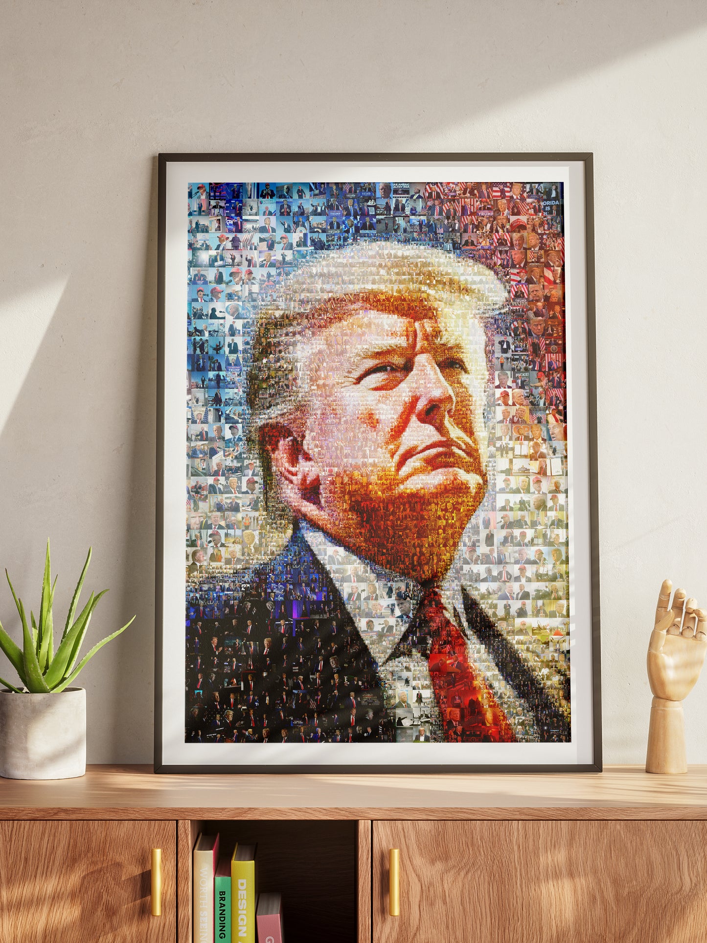 Stunning Mosaic Portrait of Donald Trump - Unique Art Piece Made from Iconic Photos AtelierMosaics