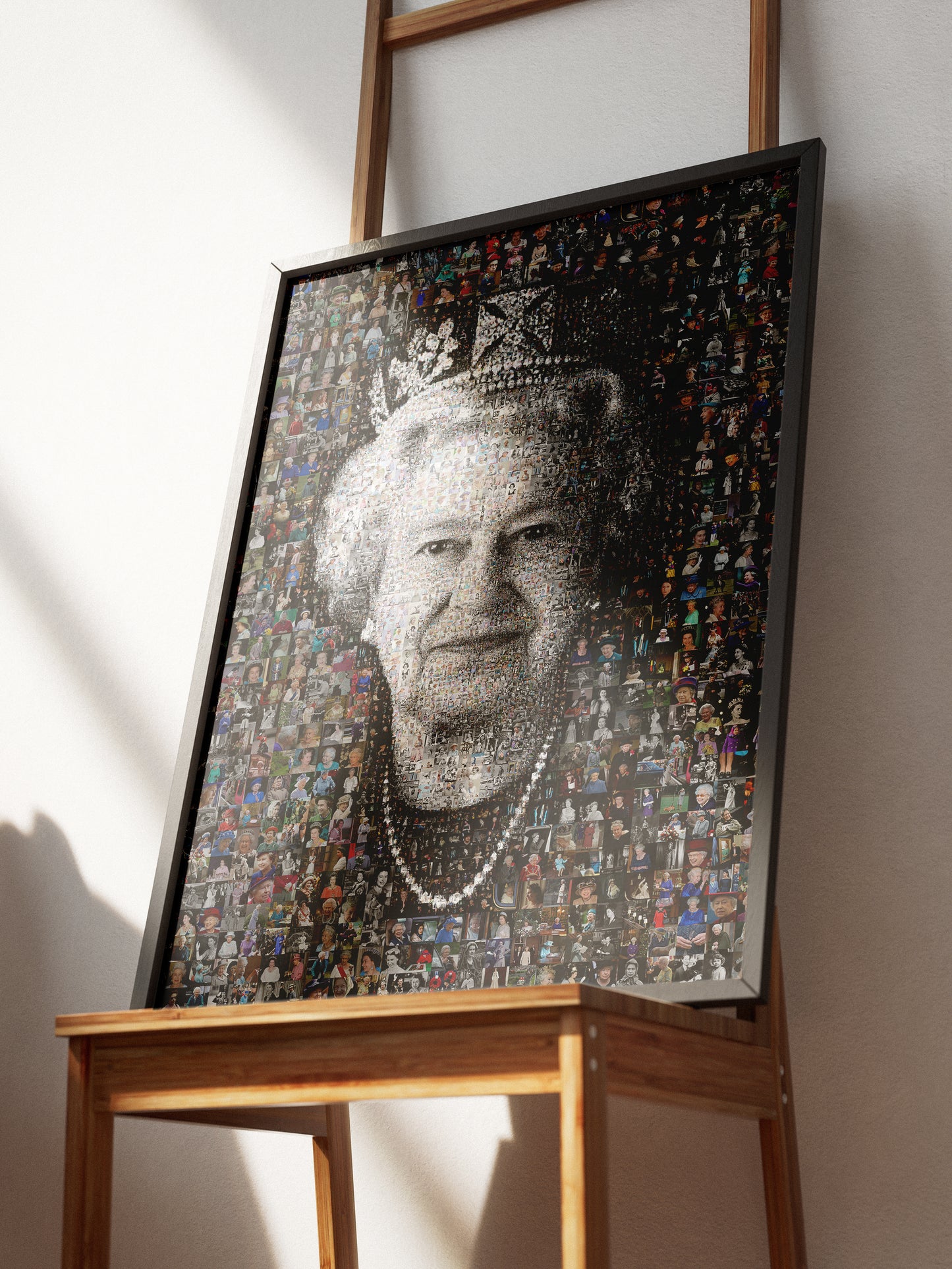 Elegant Mosaic Artwork of Queen Elizabeth II – Timeless Royal Portrait for Home Decor