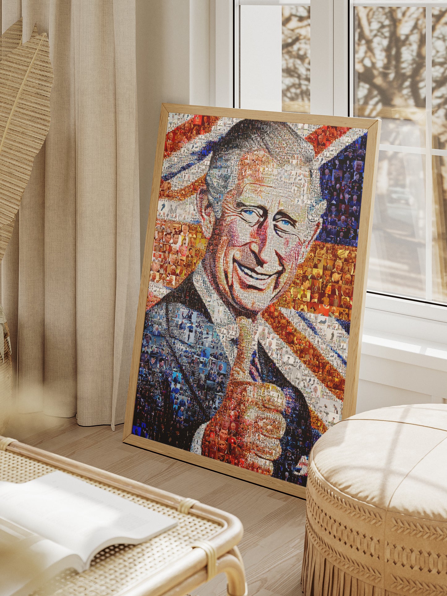 Majestic Mosaic Artwork of King Charles III - Regal Royal Portrait for Home Decor