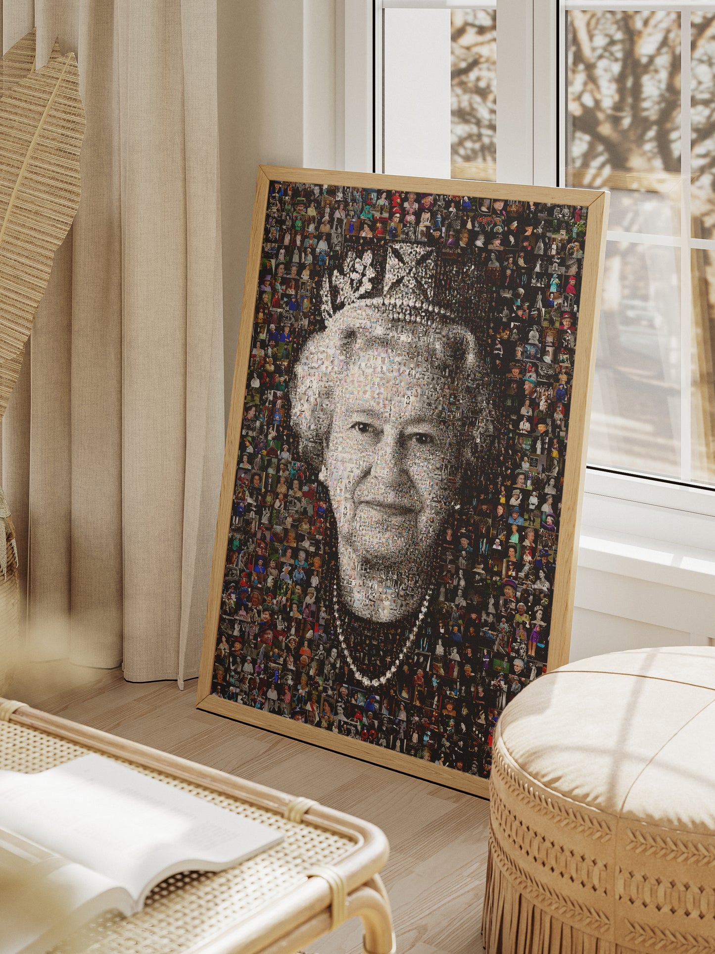 Elegant Mosaic Artwork of Queen Elizabeth II – Timeless Royal Portrait for Home Decor