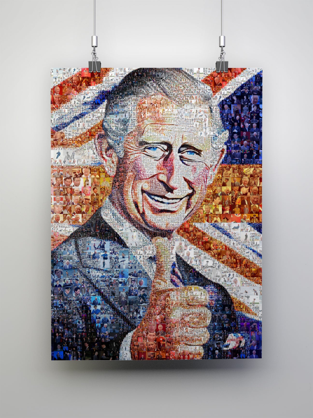 Majestic Mosaic Artwork of King Charles III - Regal Royal Portrait for Home Decor