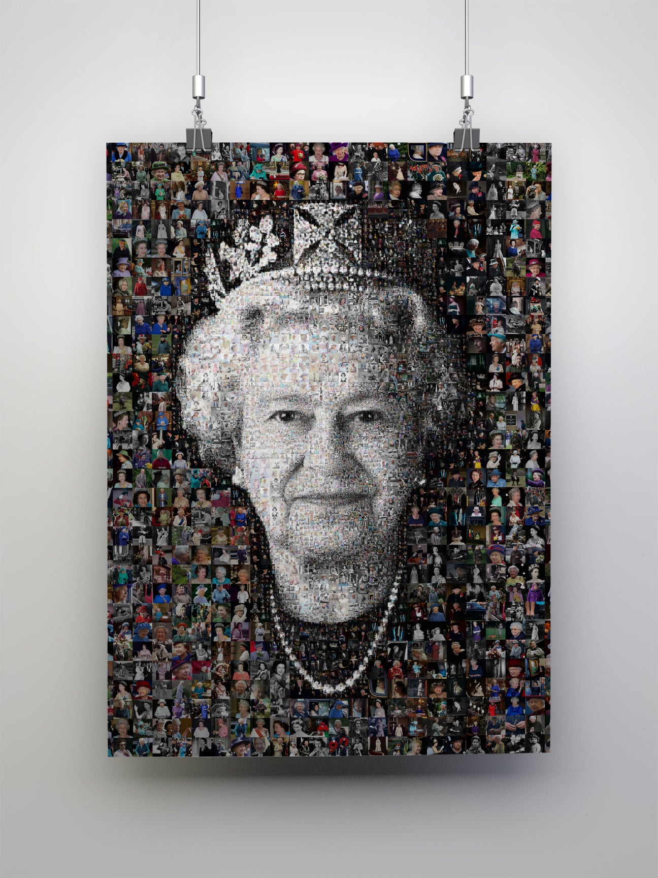 Elegant Mosaic Artwork of Queen Elizabeth II – Timeless Royal Portrait for Home Decor