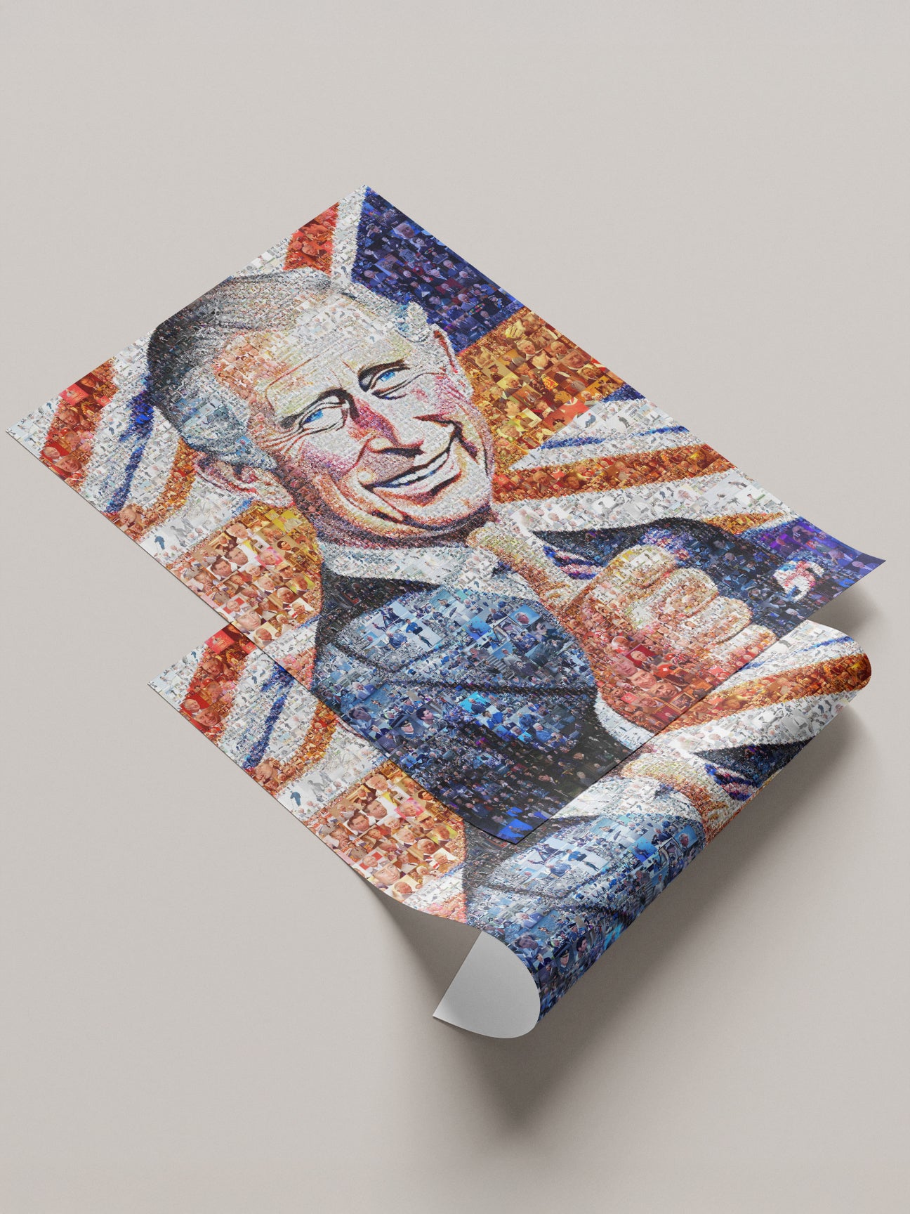 Majestic Mosaic Artwork of King Charles III - Regal Royal Portrait for Home Decor