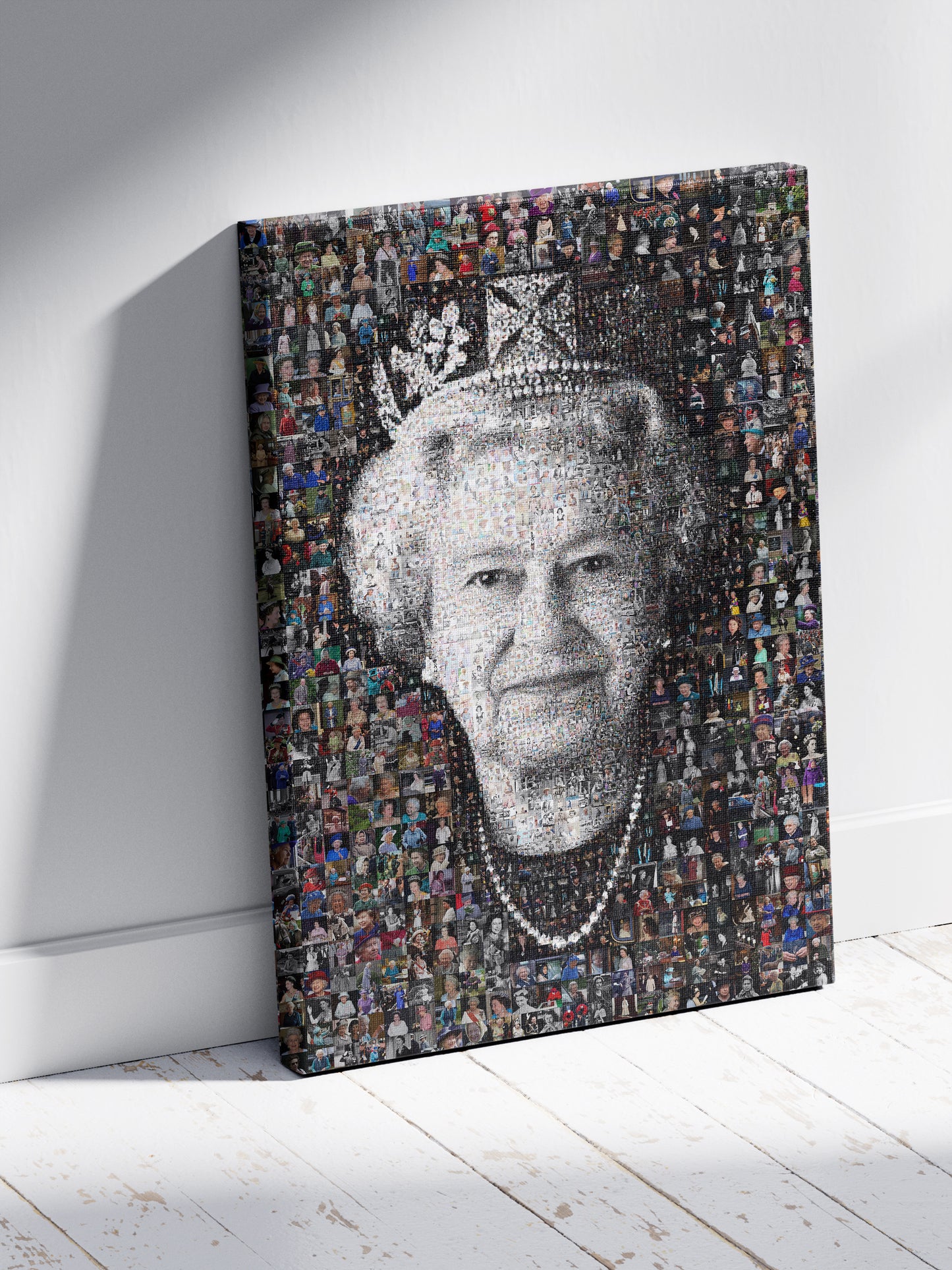 Elegant Mosaic Artwork of Queen Elizabeth II – Timeless Royal Portrait for Home Decor