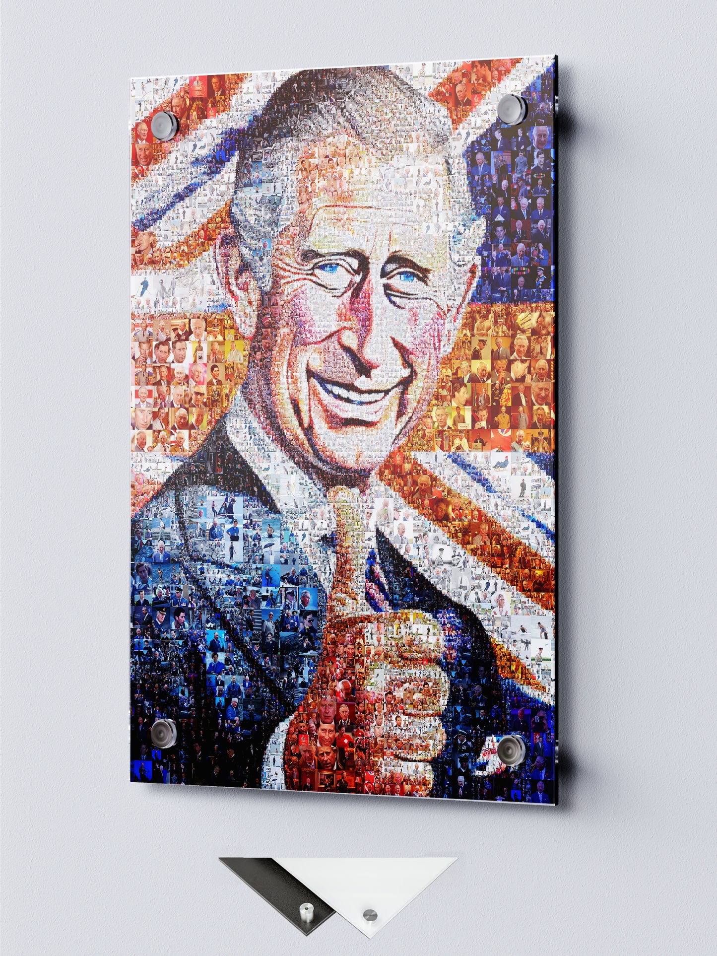Majestic Mosaic Artwork of King Charles III - Regal Royal Portrait for Home Decor