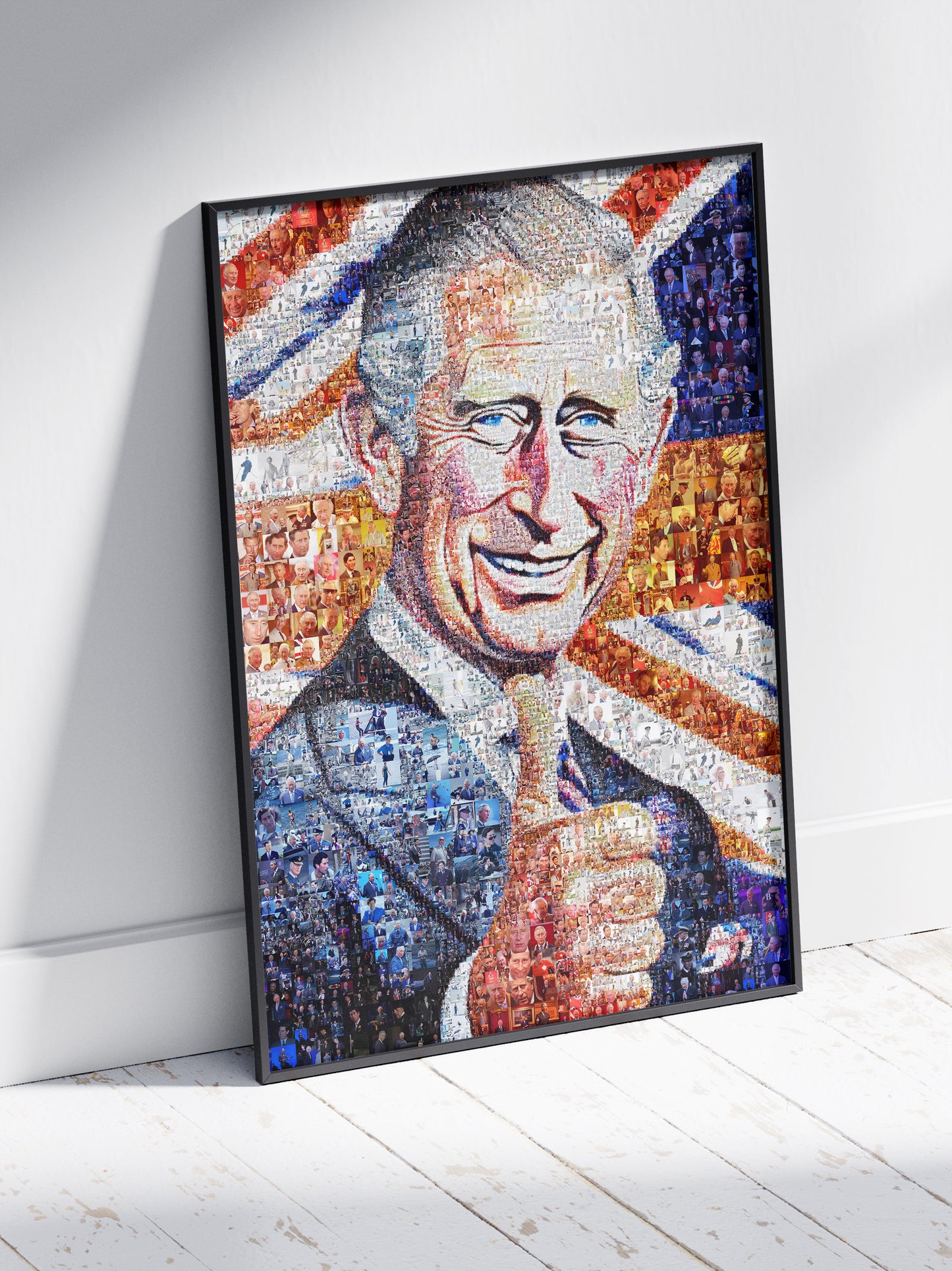 Majestic Mosaic Artwork of King Charles III - Regal Royal Portrait for Home Decor