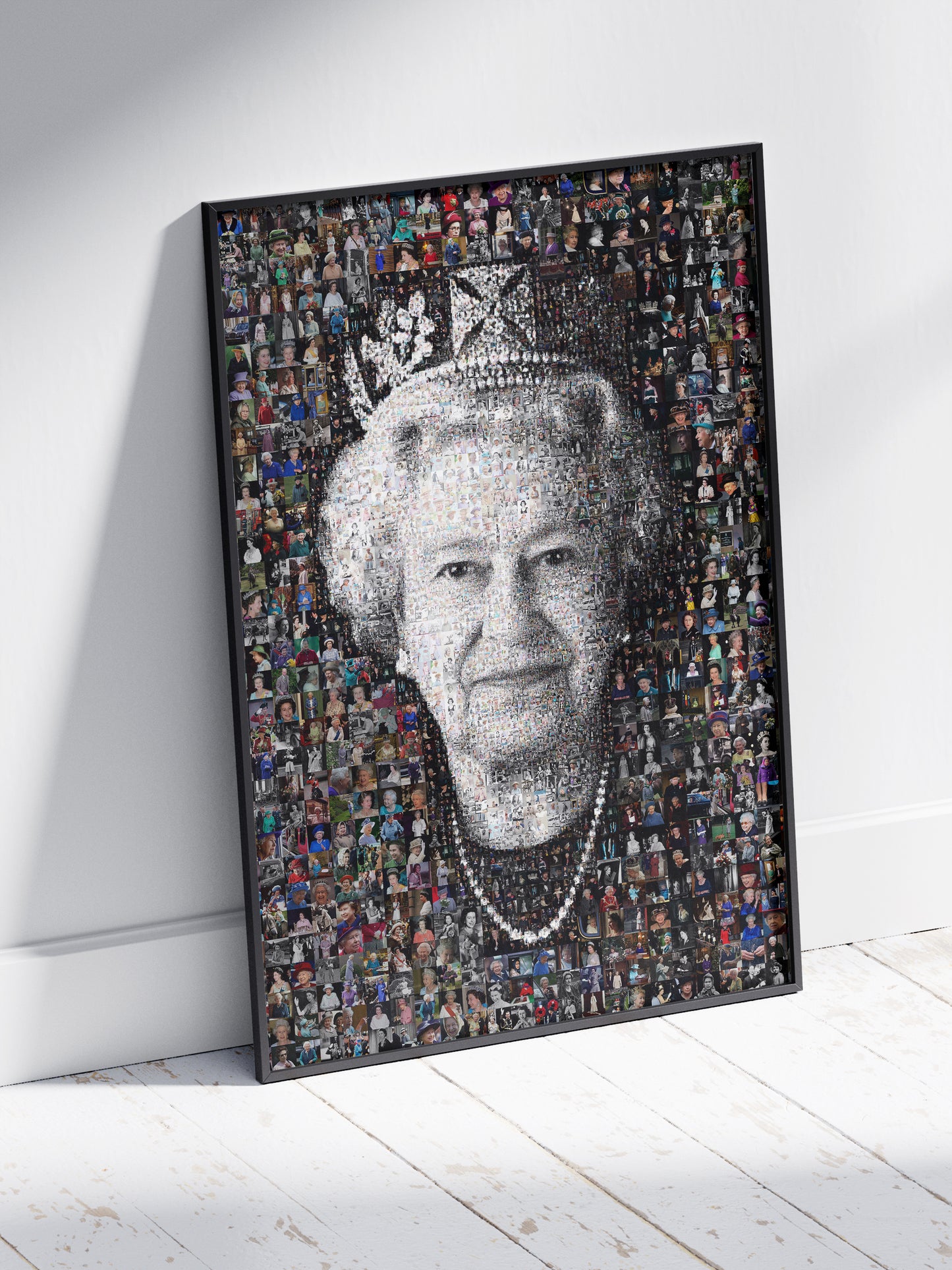 Elegant Mosaic Artwork of Queen Elizabeth II – Timeless Royal Portrait for Home Decor