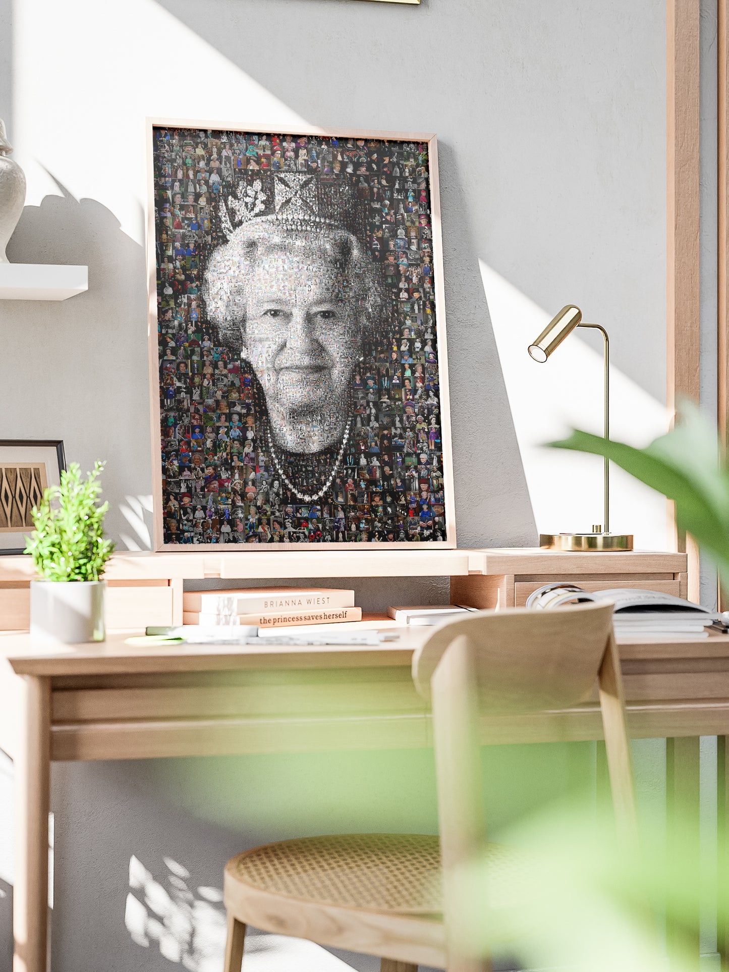 Elegant Mosaic Artwork of Queen Elizabeth II – Timeless Royal Portrait for Home Decor