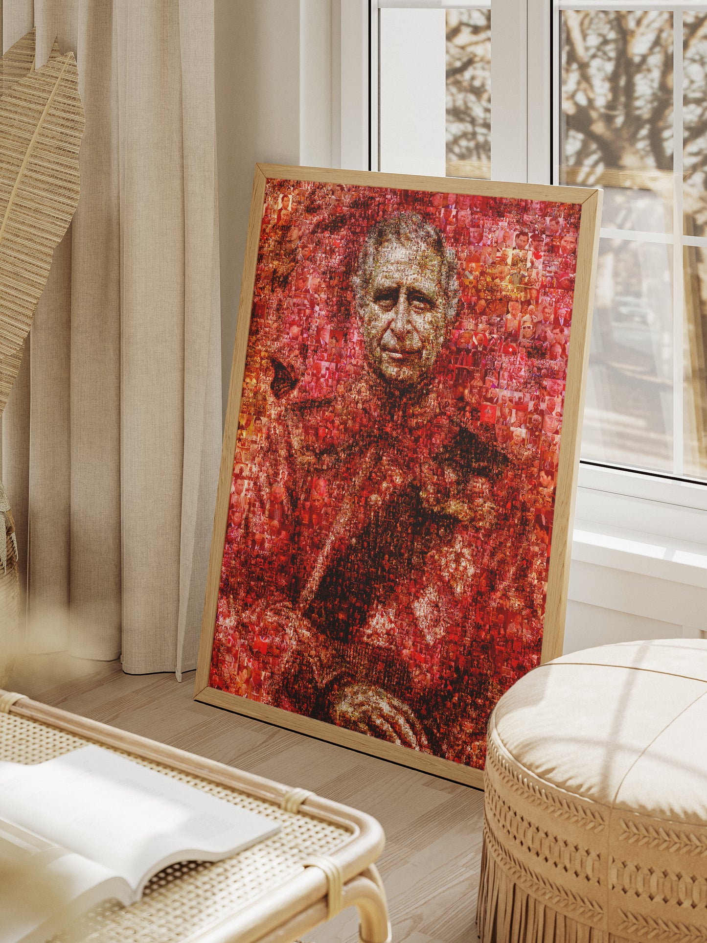 Vibrant Mosaic Artwork of King Charles III - Iconic British Art for Home Decor