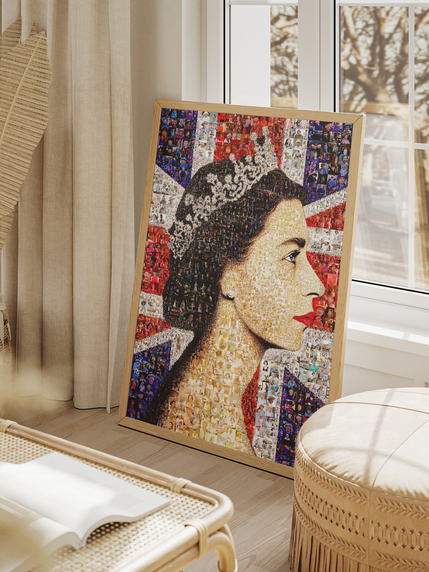 Stunning Mosaic Artwork of Queen Elizabeth II - Iconic Royal Portrait