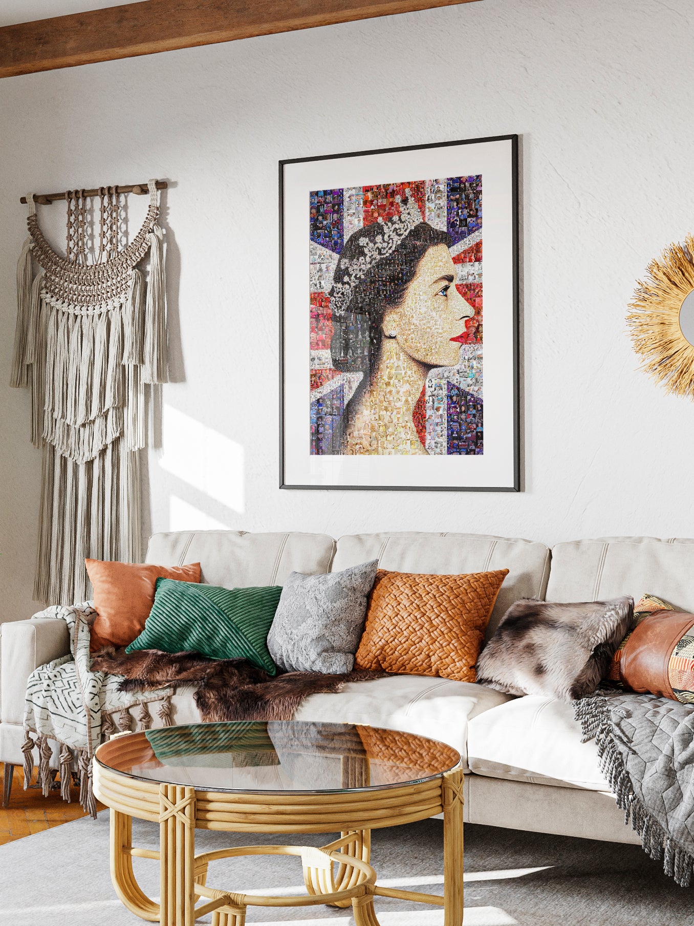 Stunning Mosaic Artwork of Queen Elizabeth II - Iconic Royal Portrait