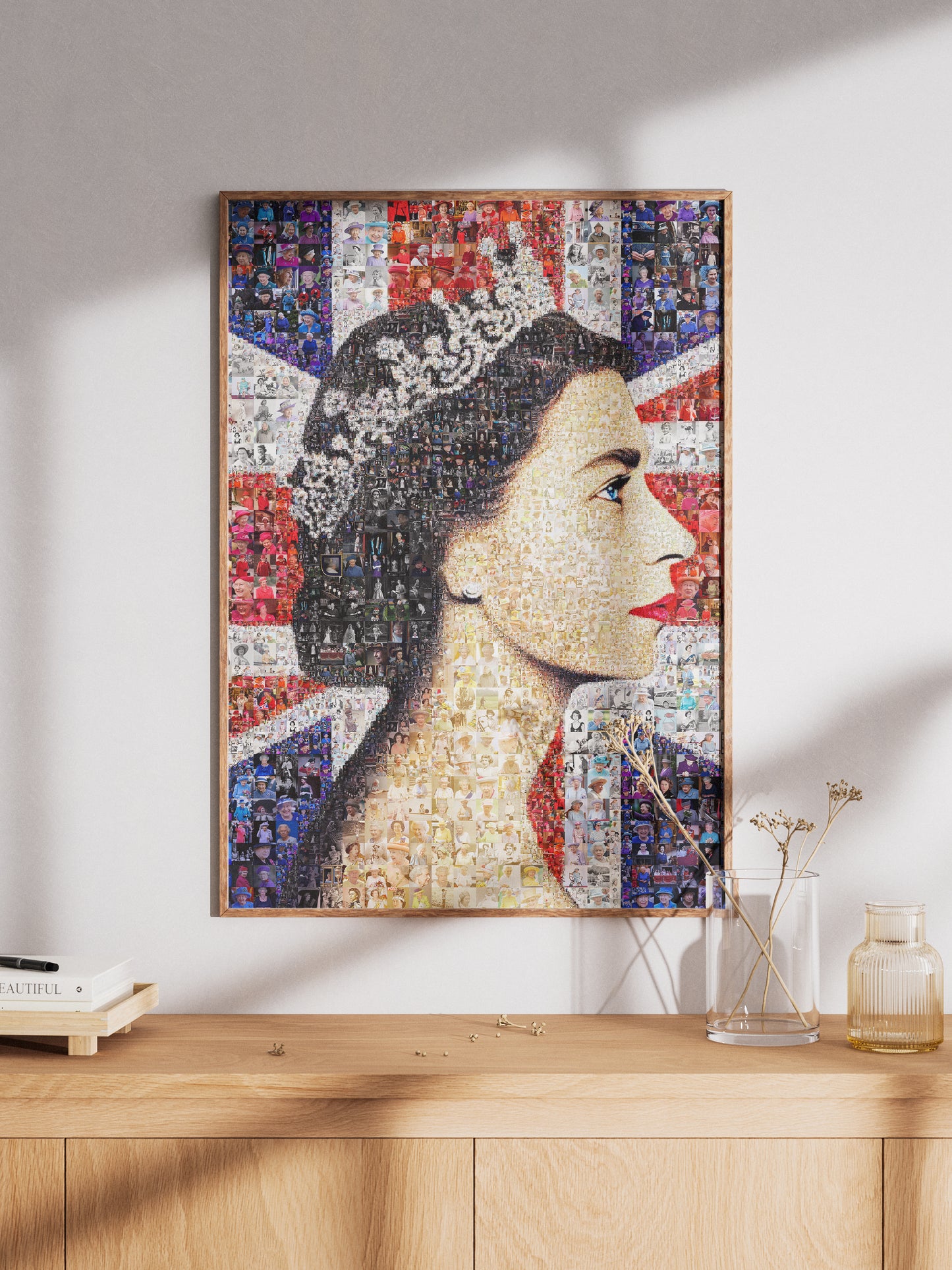 Stunning Mosaic Artwork of Queen Elizabeth II - Iconic Royal Portrait