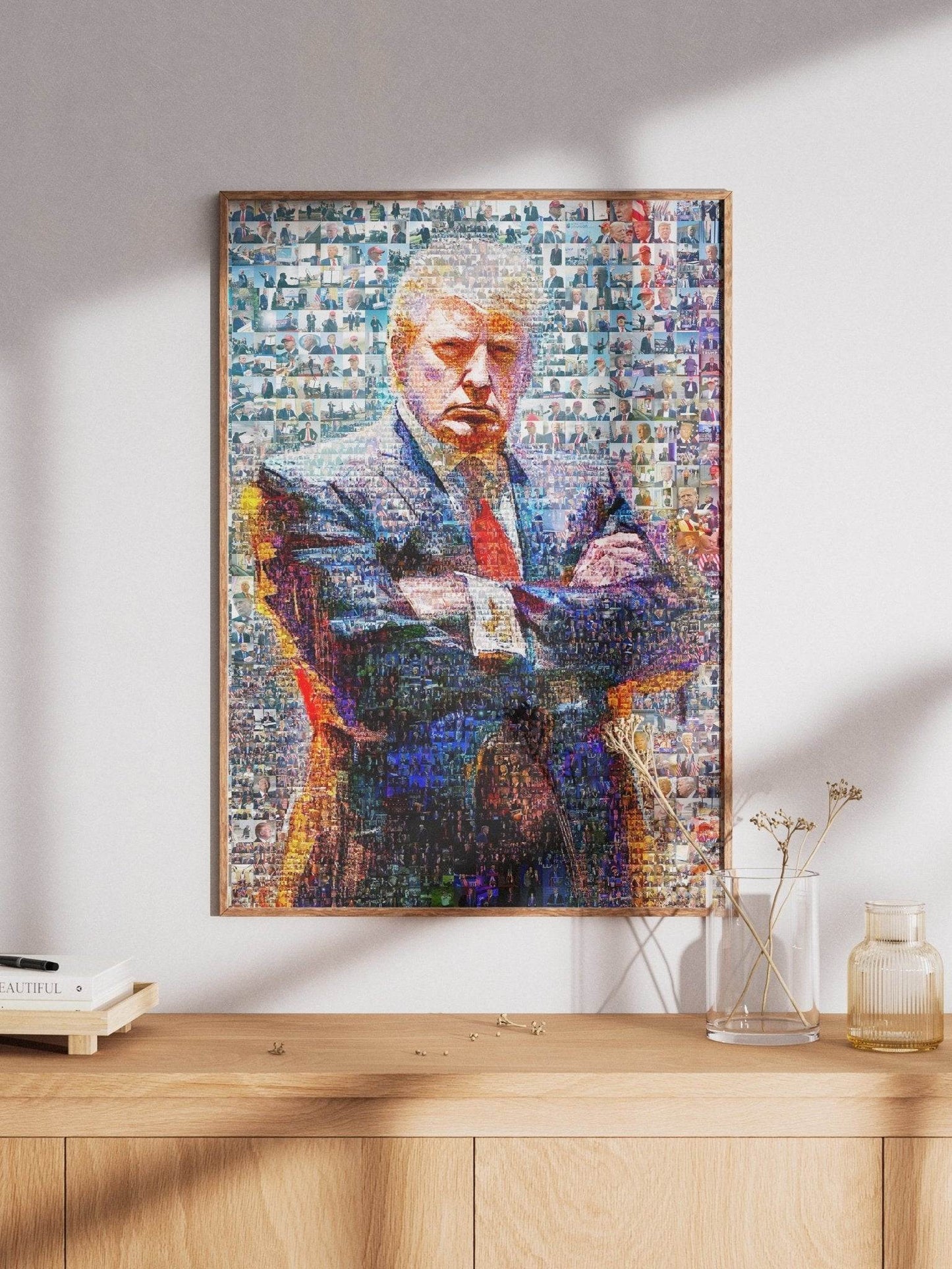Donald Trump Power Stance – Mosaic Portrait from His Photos - AtelierMosaics