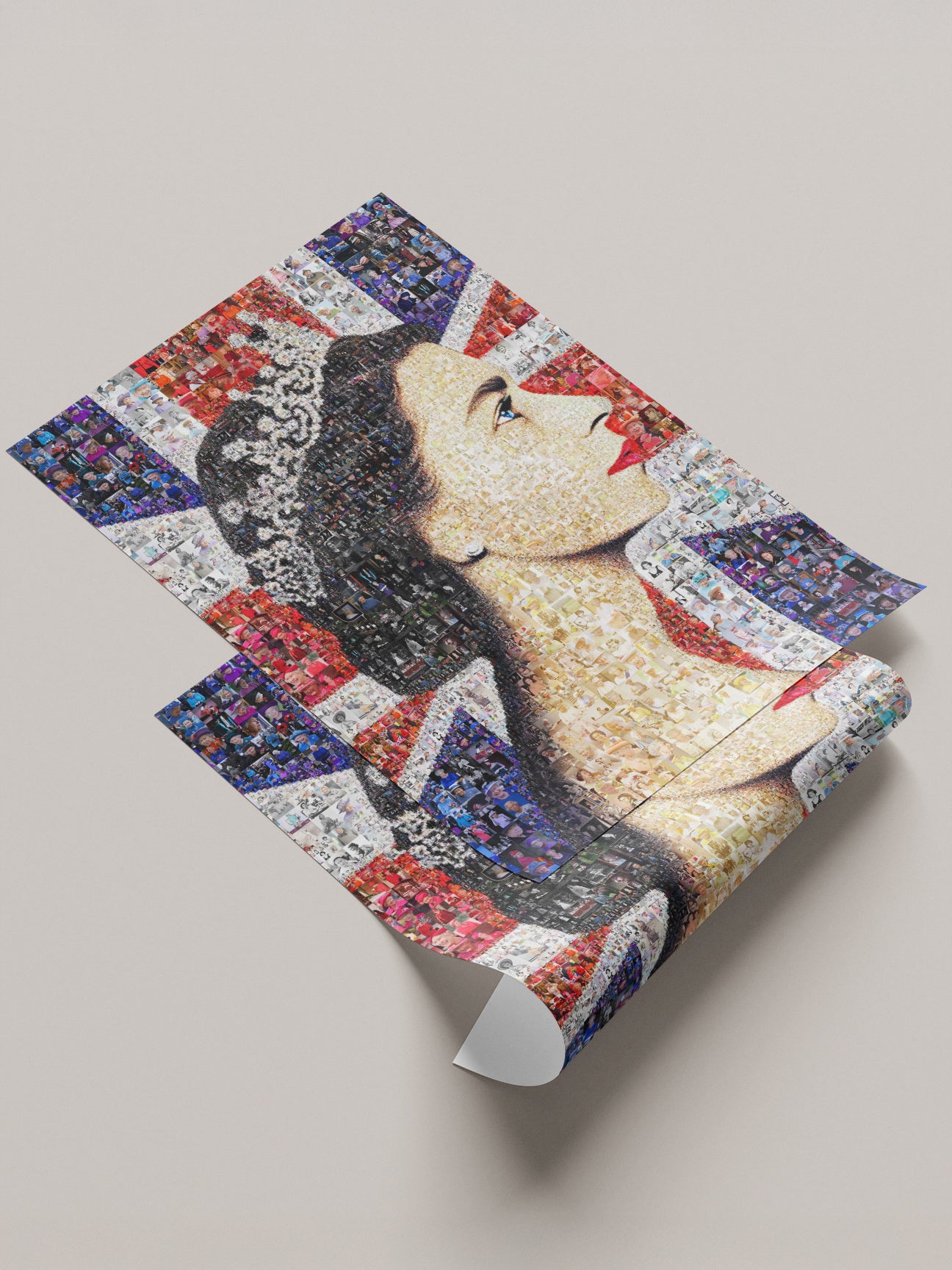 Stunning Mosaic Artwork of Queen Elizabeth II - Iconic Royal Portrait