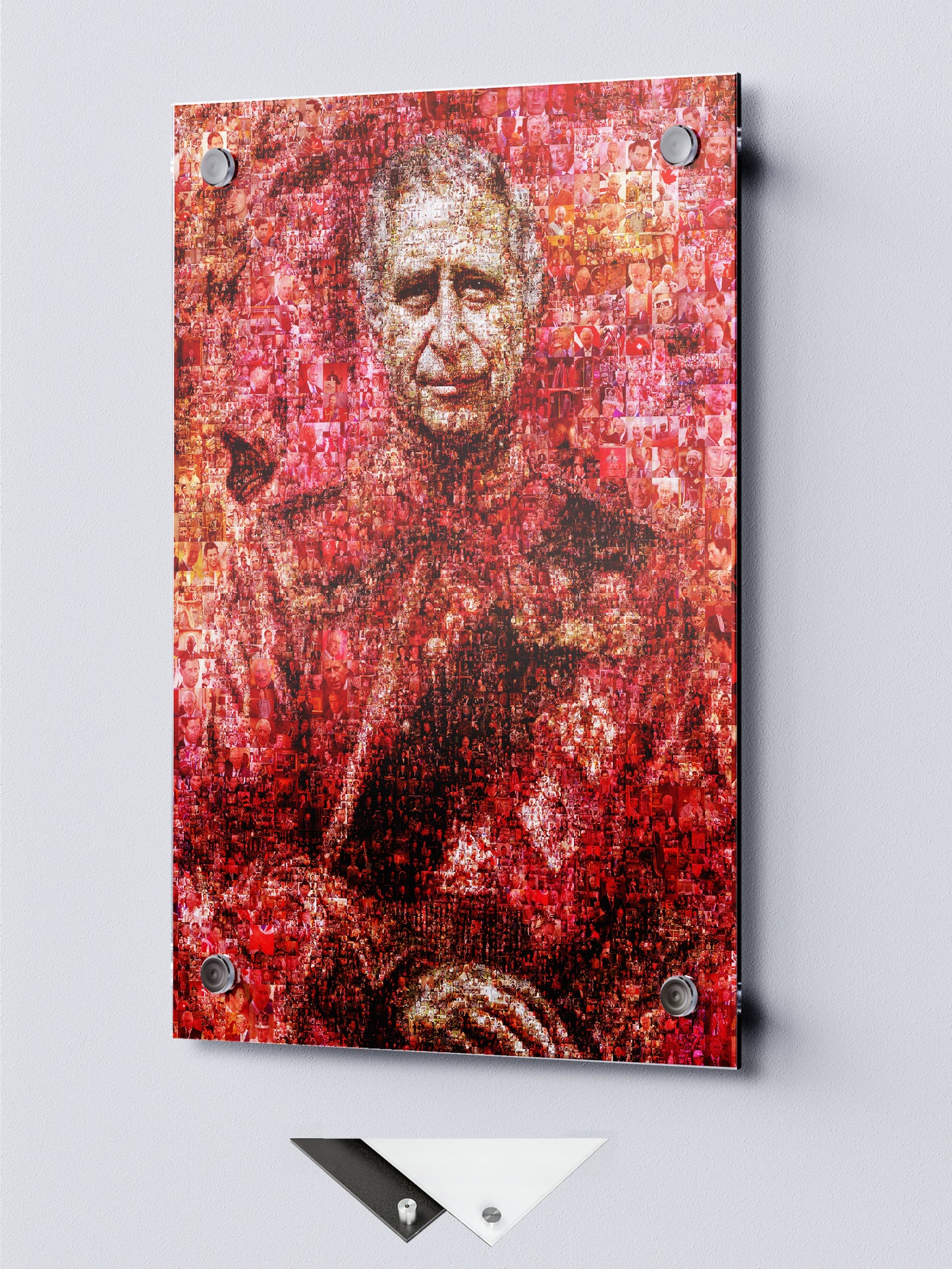 Vibrant Mosaic Artwork of King Charles III - Iconic British Art for Home Decor