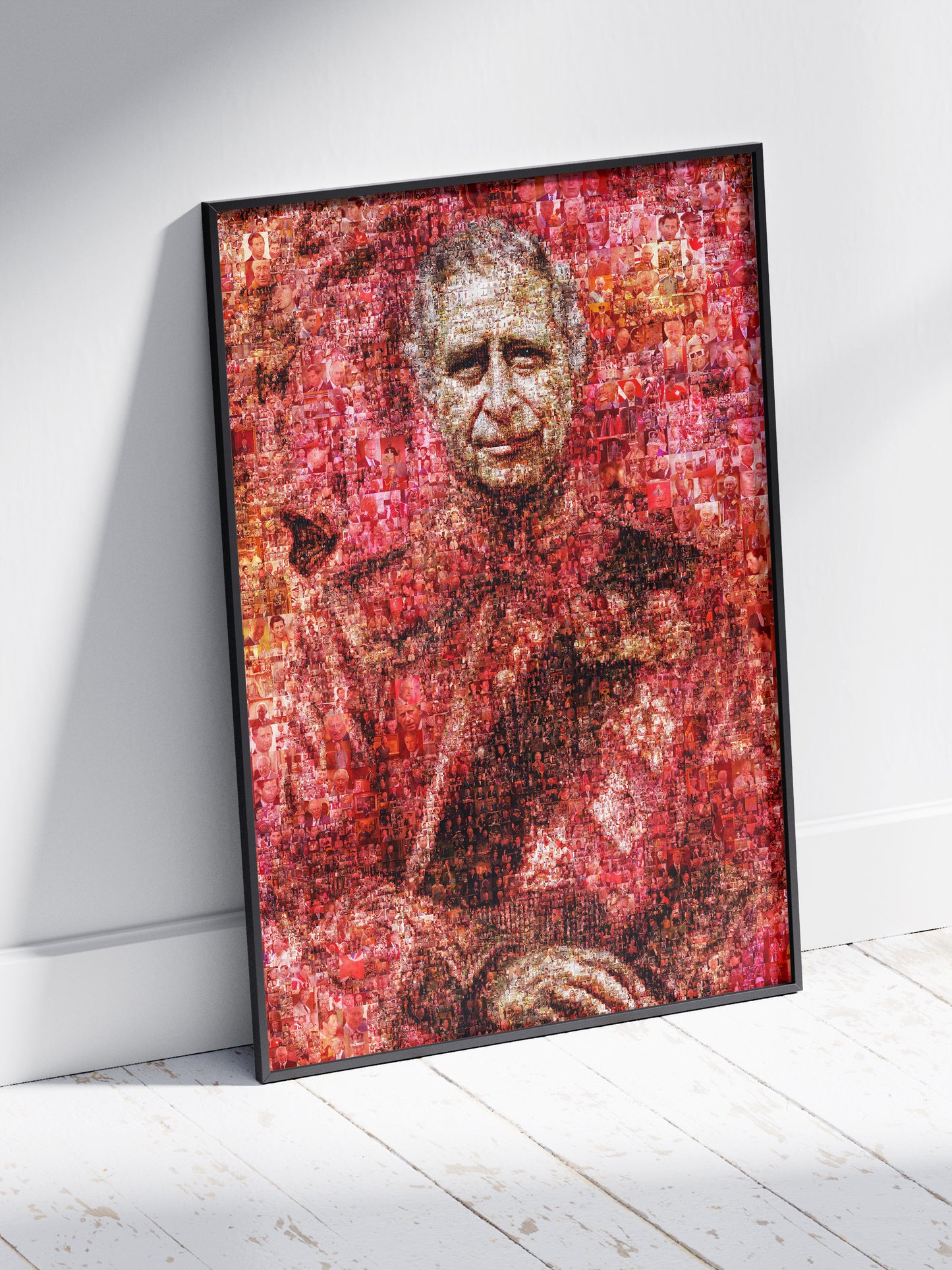 Vibrant Mosaic Artwork of King Charles III - Iconic British Art for Home Decor