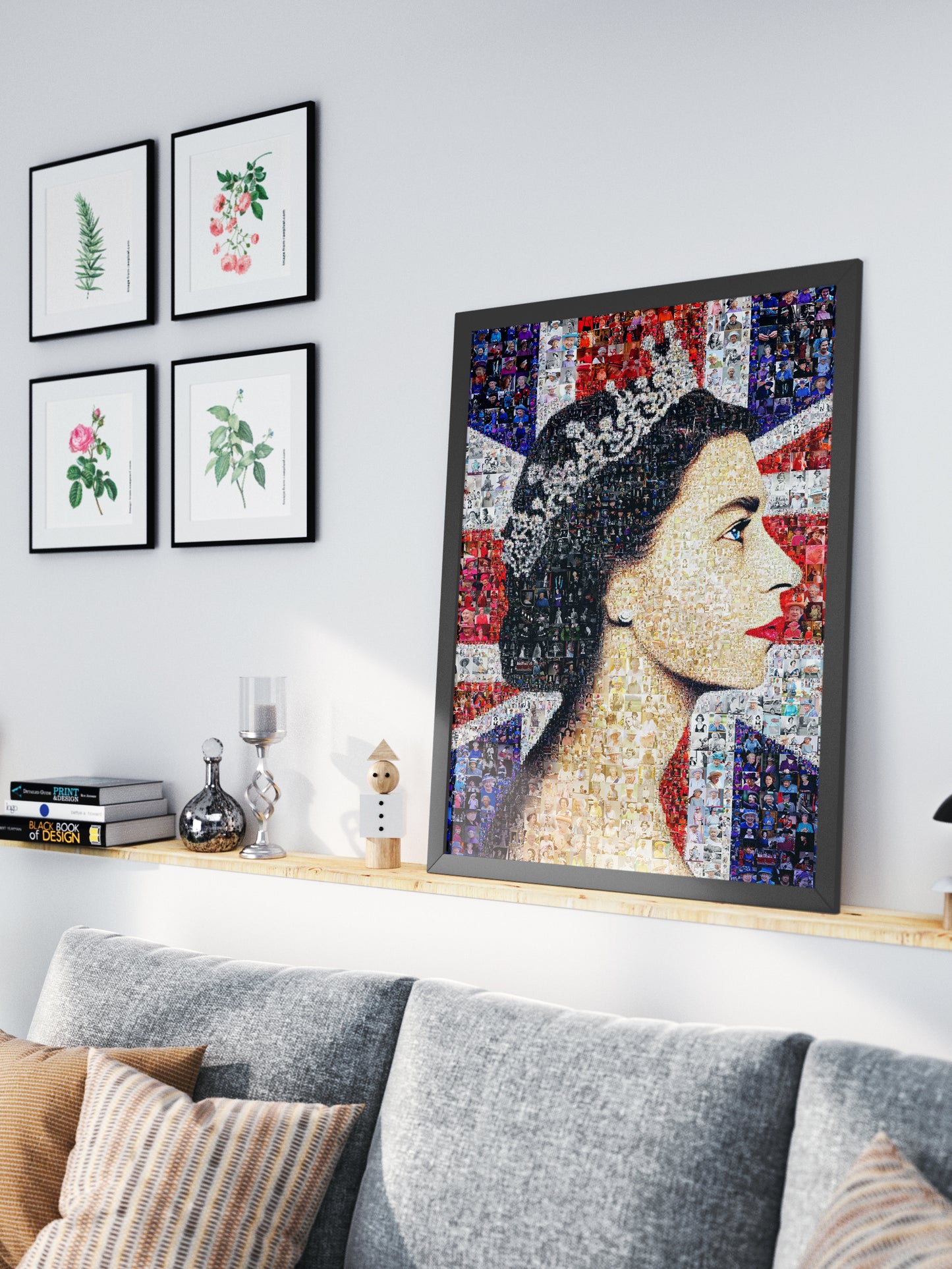 Stunning Mosaic Artwork of Queen Elizabeth II - Iconic Royal Portrait