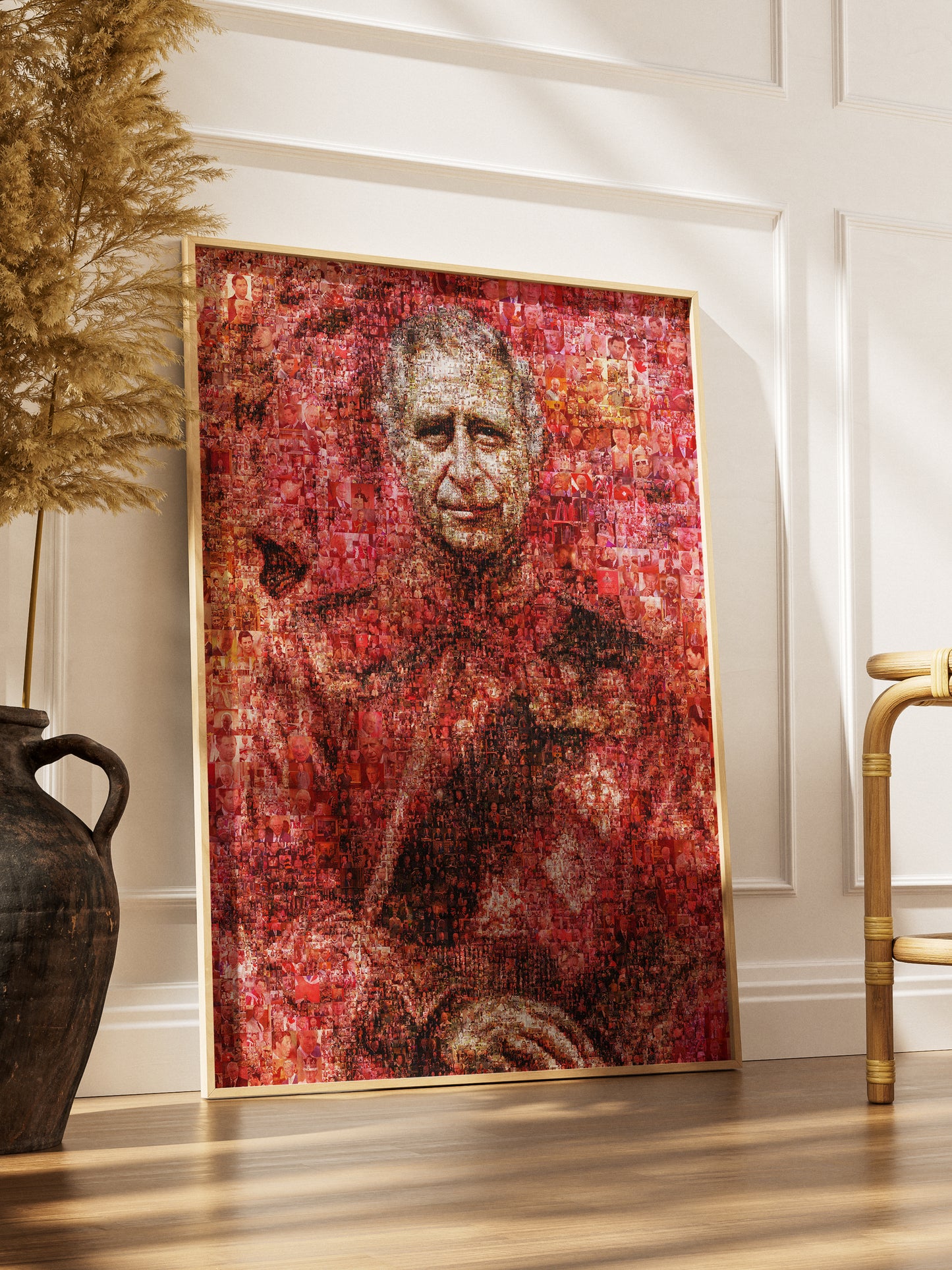Vibrant Mosaic Artwork of King Charles III - Iconic British Art for Home Decor