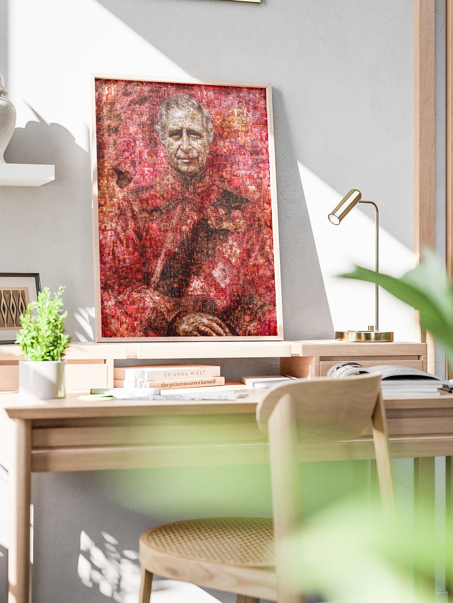 Vibrant Mosaic Artwork of King Charles III - Iconic British Art for Home Decor