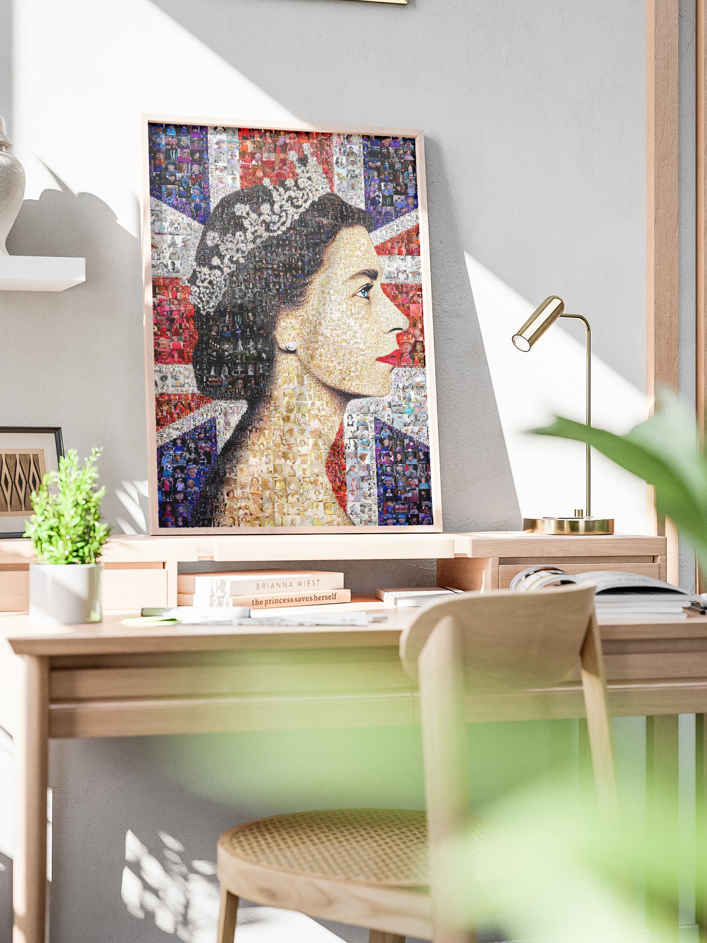 Stunning Mosaic Artwork of Queen Elizabeth II - Iconic Royal Portrait