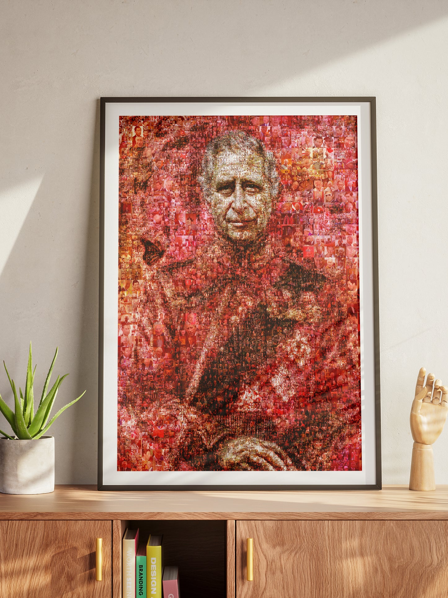 Vibrant Mosaic Artwork of King Charles III - Iconic British Art for Home Decor