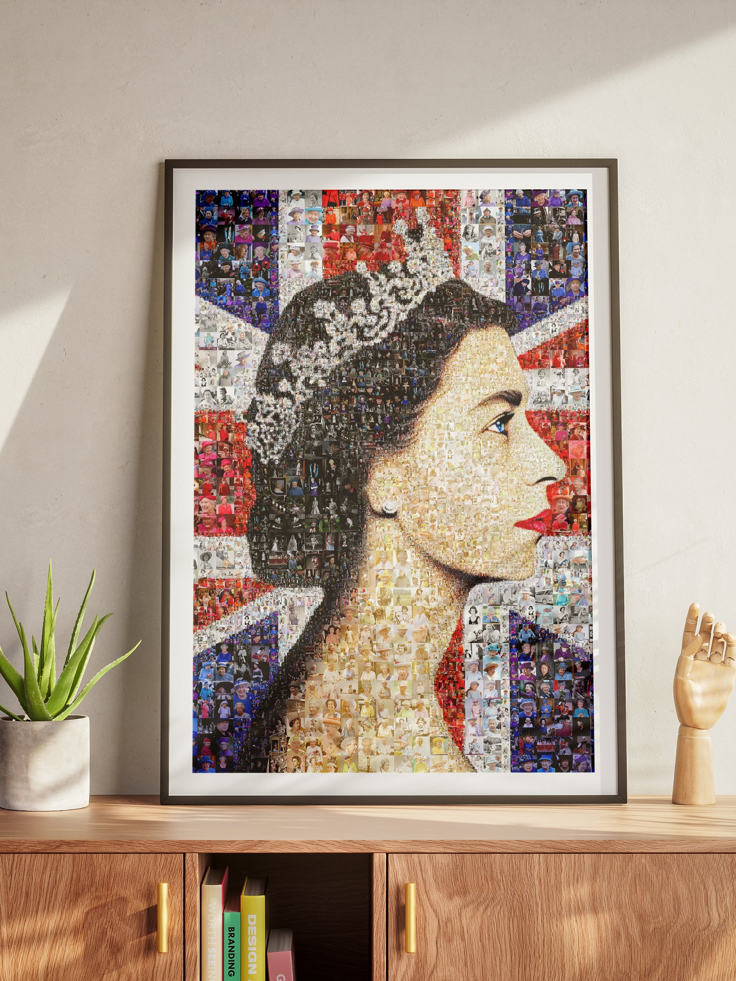 Stunning Mosaic Artwork of Queen Elizabeth II - Iconic Royal Portrait
