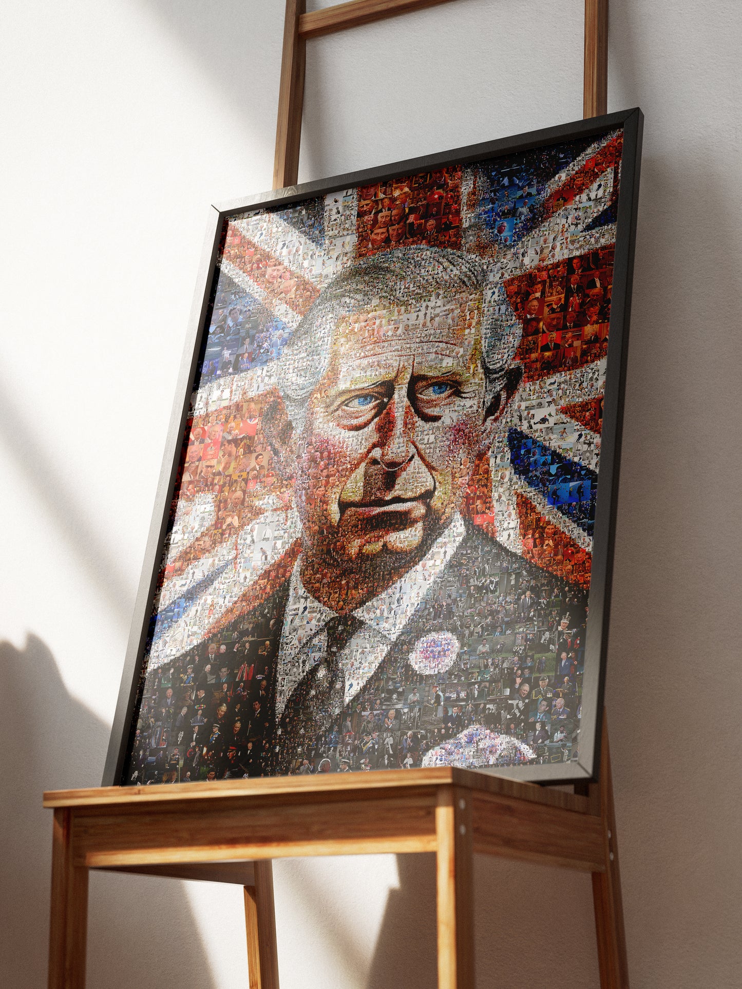 Mosaic Artwork of Charles III, King of the United Kingdom - Unique Royal Home Decor