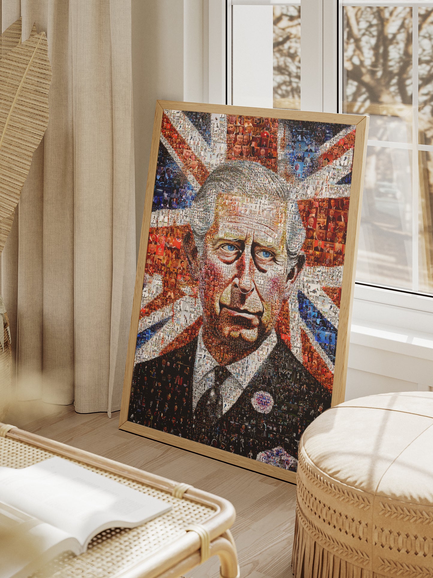 Mosaic Artwork of Charles III, King of the United Kingdom - Unique Royal Home Decor