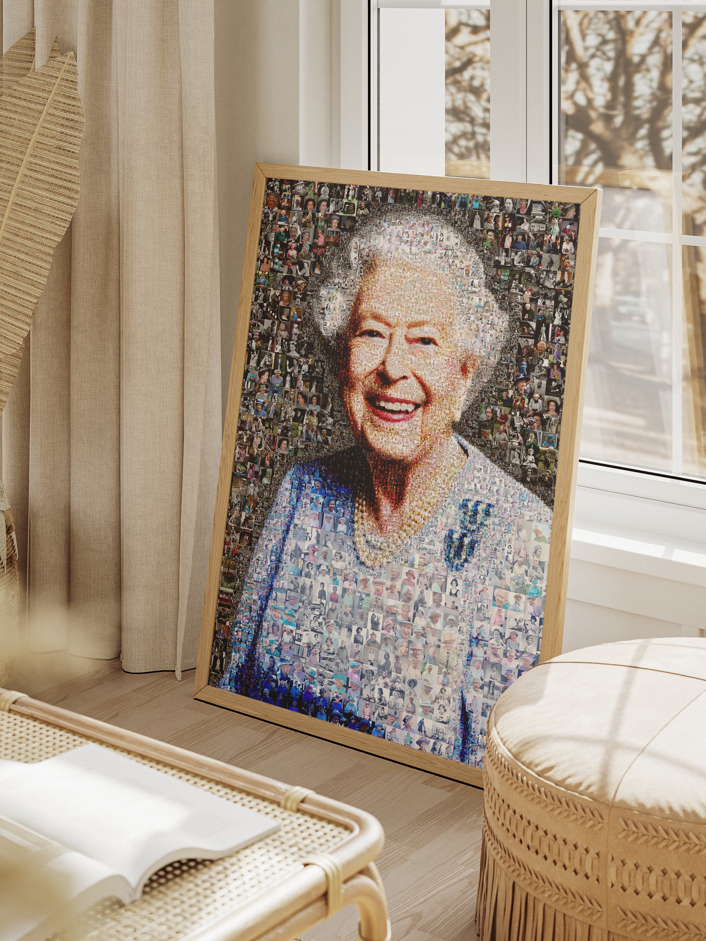 Vibrant Mosaic Art of Queen Elizabeth II - Iconic British Artwork for Home Decor