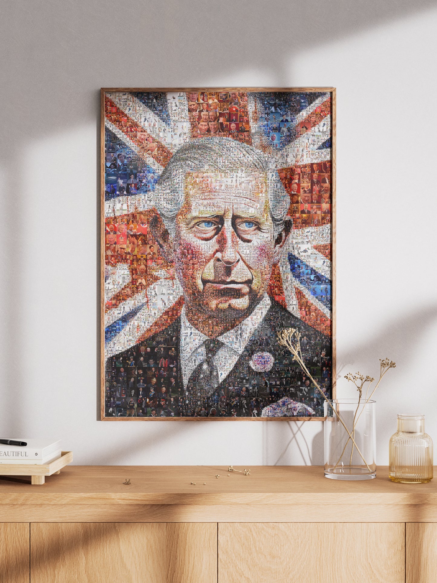 Mosaic Artwork of Charles III, King of the United Kingdom - Unique Royal Home Decor