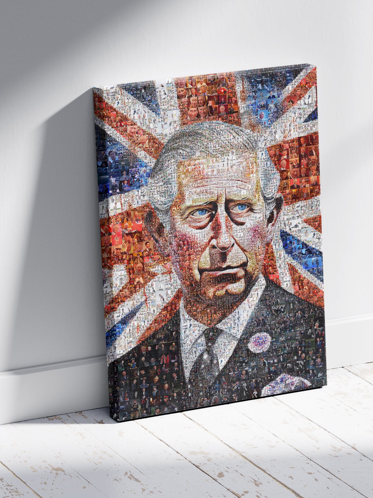 Mosaic Artwork of Charles III, King of the United Kingdom - Unique Royal Home Decor