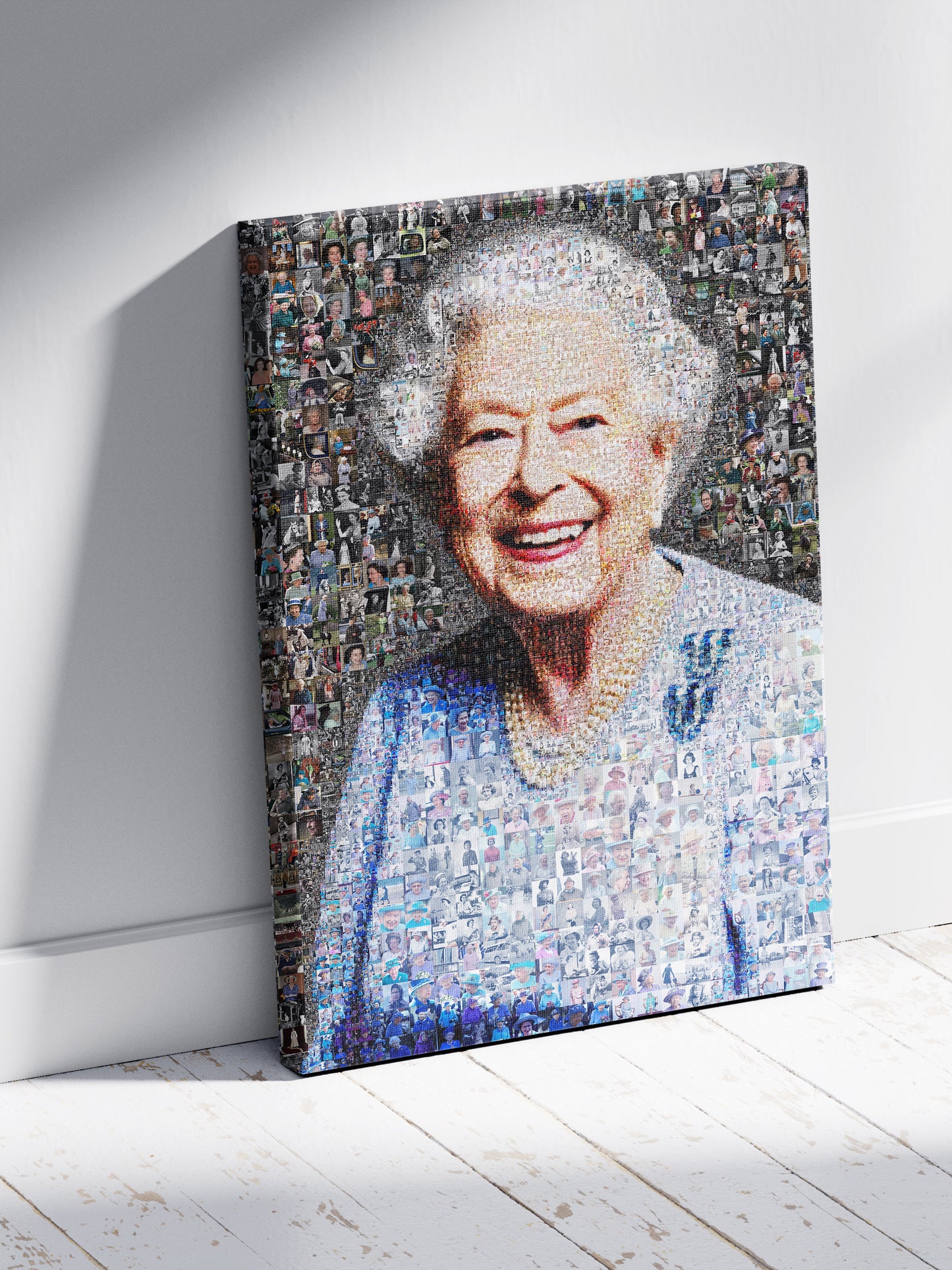 Vibrant Mosaic Art of Queen Elizabeth II - Iconic British Artwork for Home Decor