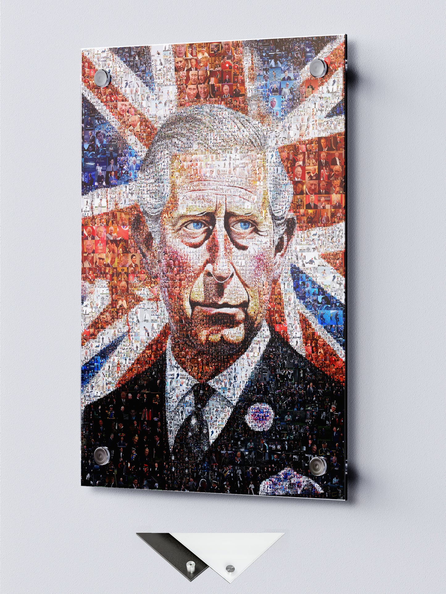 Mosaic Artwork of Charles III, King of the United Kingdom - Unique Royal Home Decor