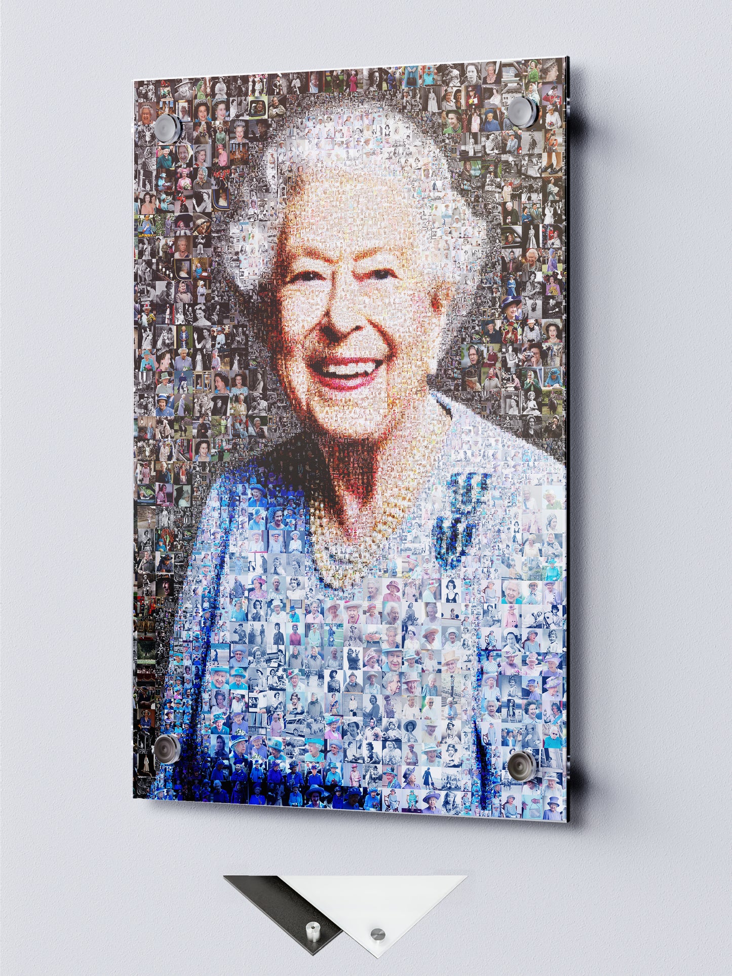 Vibrant Mosaic Art of Queen Elizabeth II - Iconic British Artwork for Home Decor