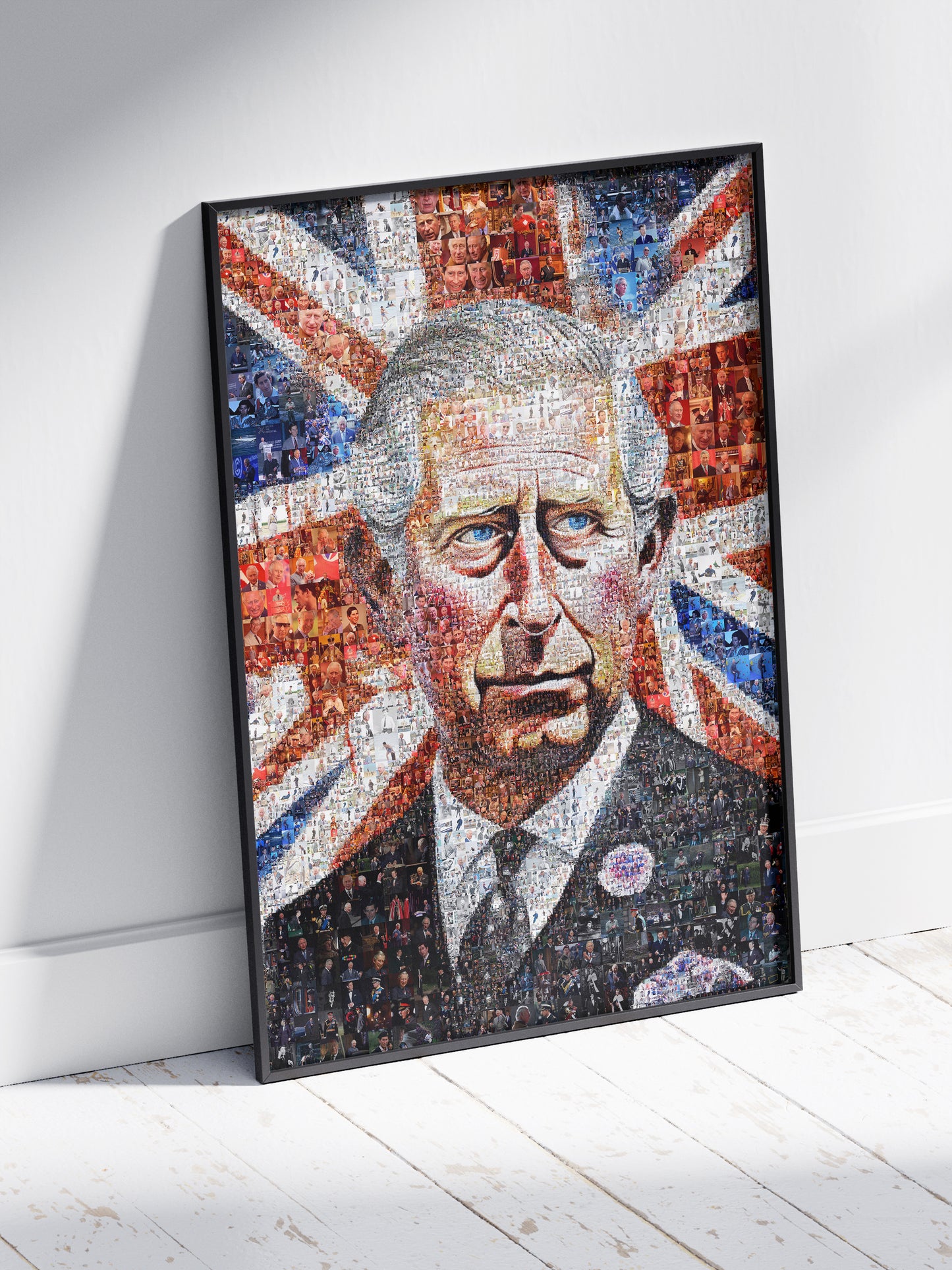 Mosaic Artwork of Charles III, King of the United Kingdom - Unique Royal Home Decor